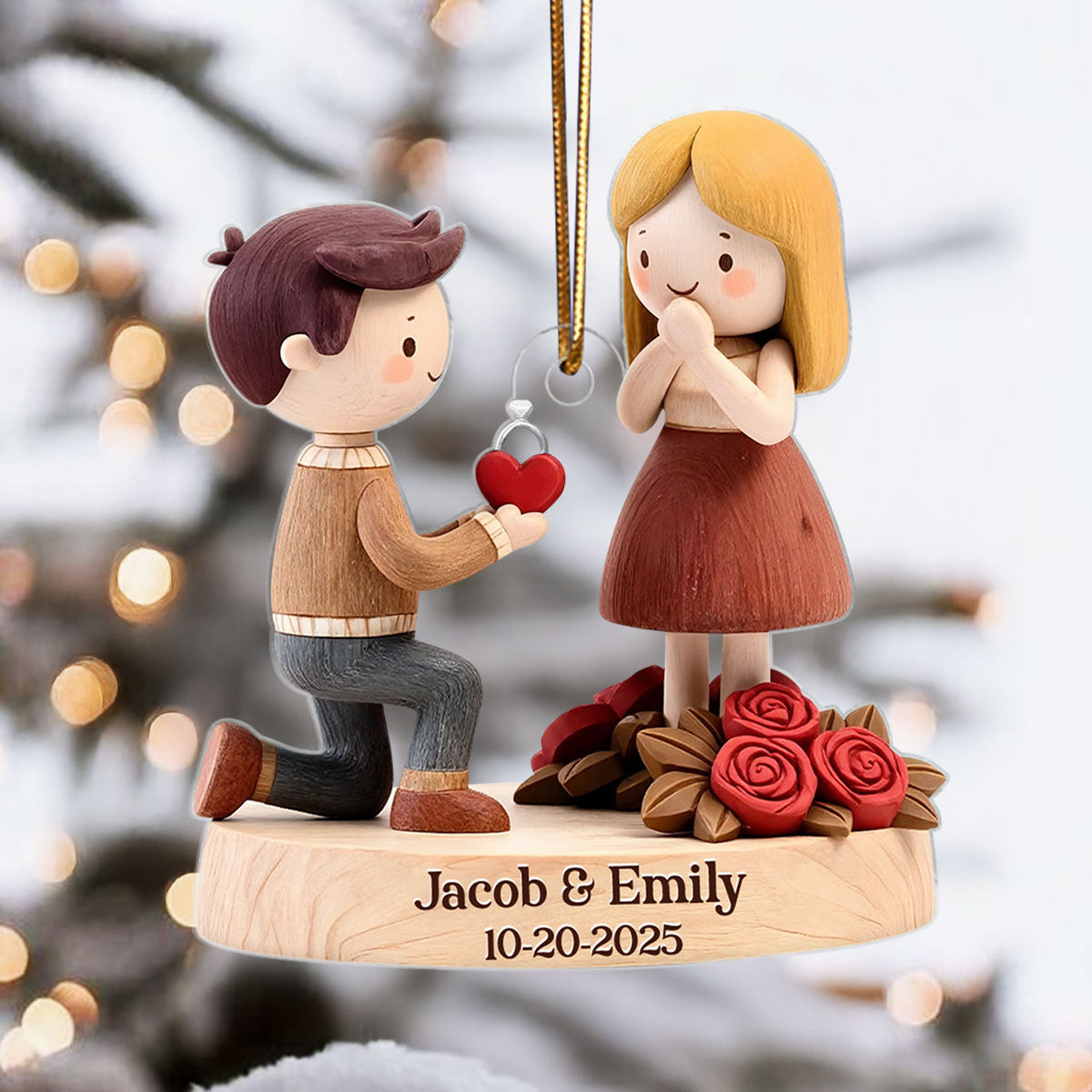 Couple Marriage Proposal Engagement - Personalized Acrylic Ornament - Custom She Said Yes Keepsake