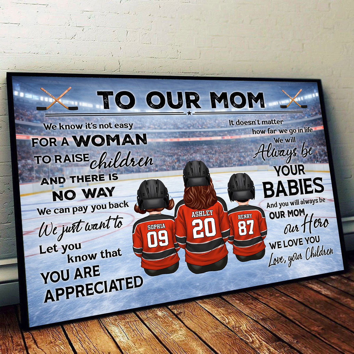 To Our Mom Hockey Kids Family - Personalized Poster - Heartfelt Gift For Hockey Mom, Gift For Wife