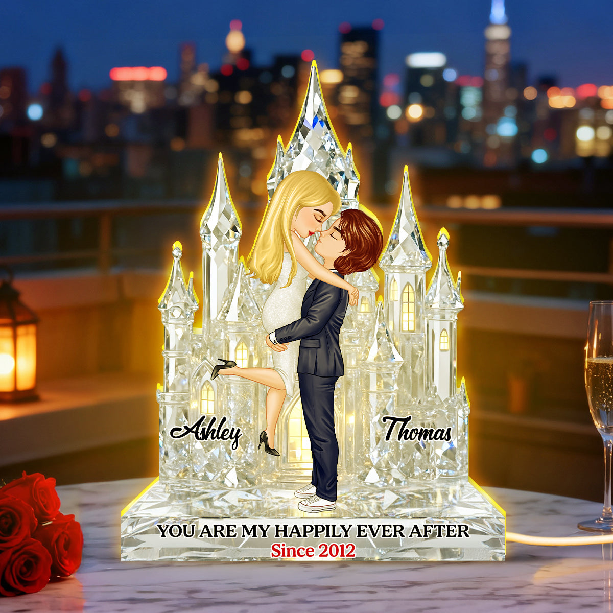 You Are My Happily Ever After Crystal Effect - Personalized Light Box - Gift for Couple, for Her, for Him