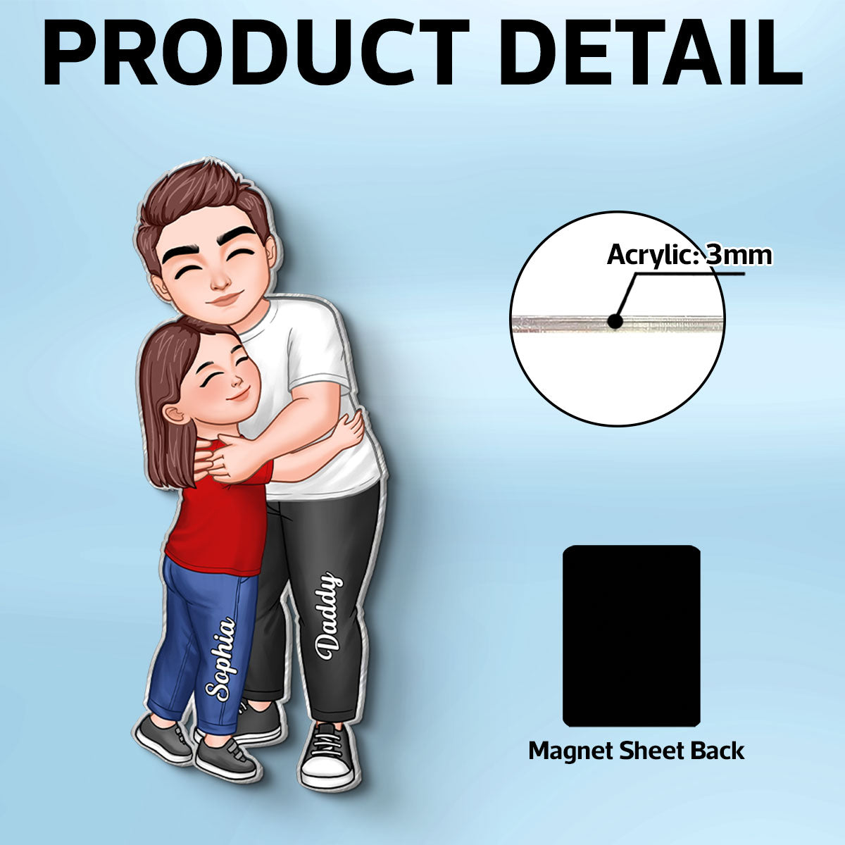 Dad Grandpa Embracing Kid - Personalized Acrylic Fridge Magnet - Heartfelt Father's Day Gift For Dad, Grandpa