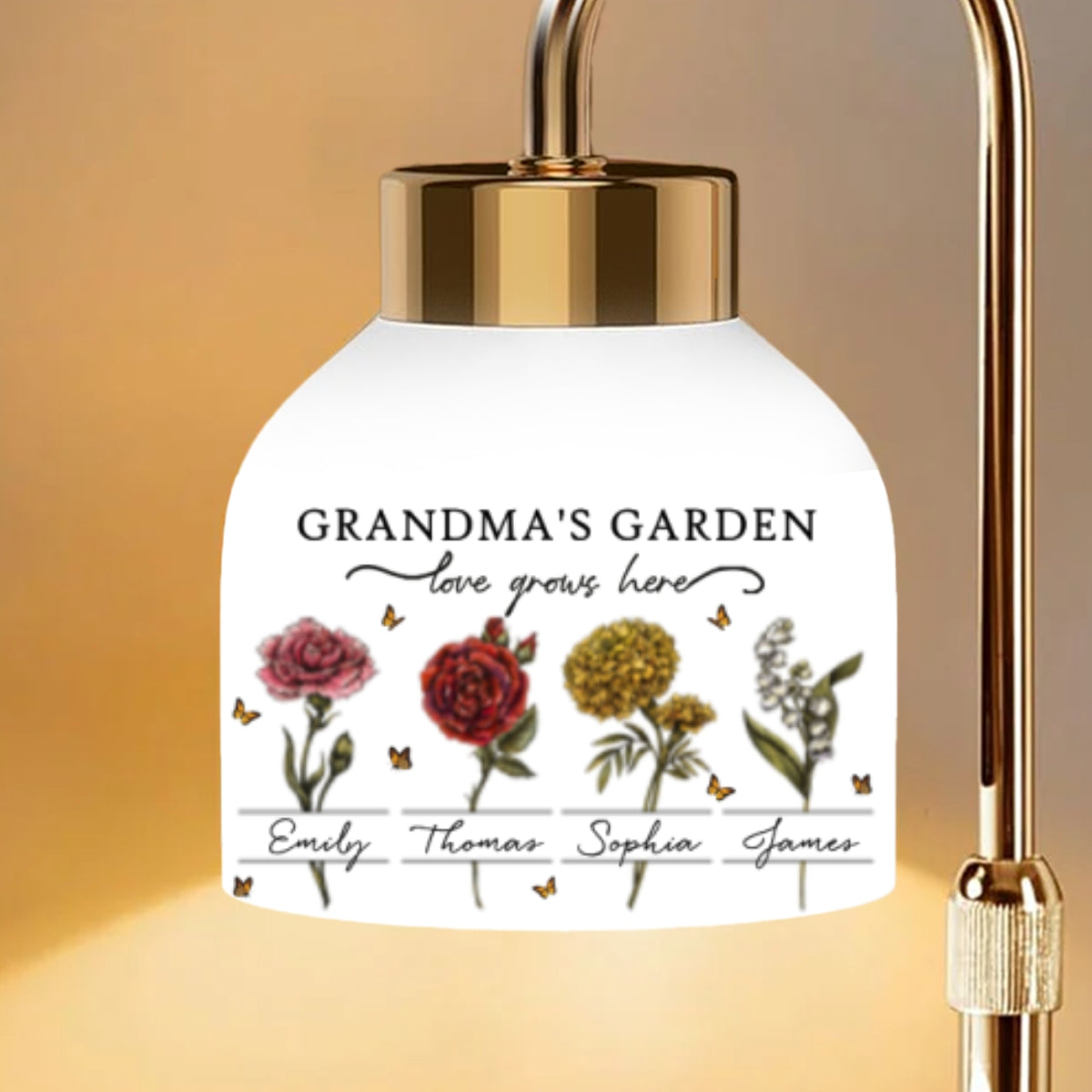 Beautiful Grandma Garden Custom Birth Month Flowers - Personalized Candle Warmer Lamp - Gift For Grandma, Mom