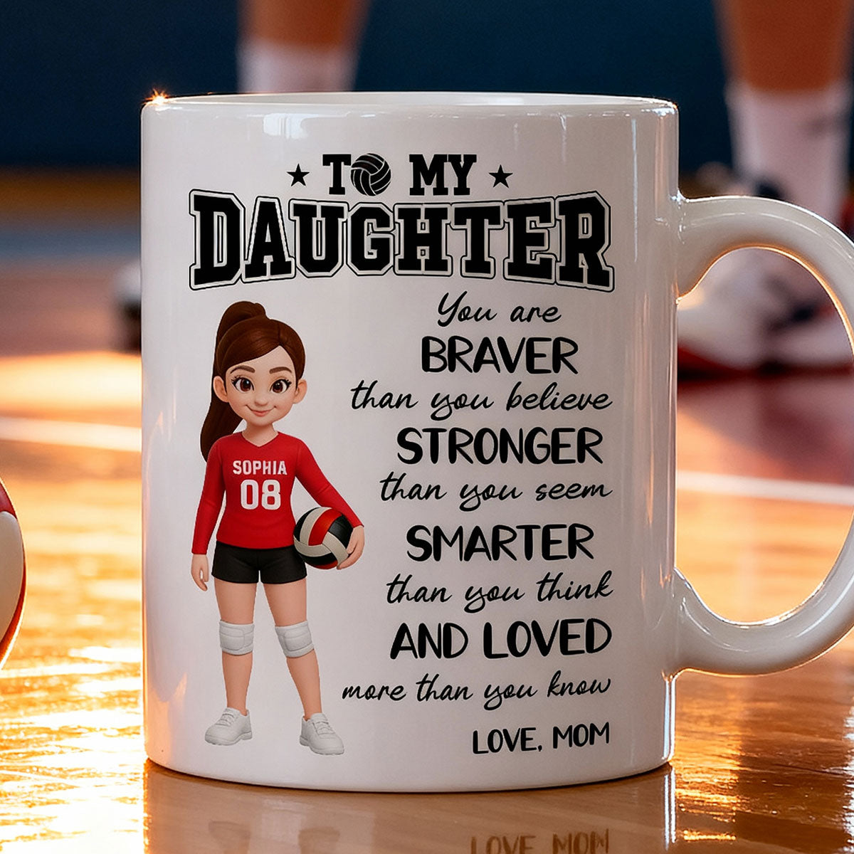 To My Daughter Granddaughter Volleyball Player You Are Braver Than You Think - Personalized Mug