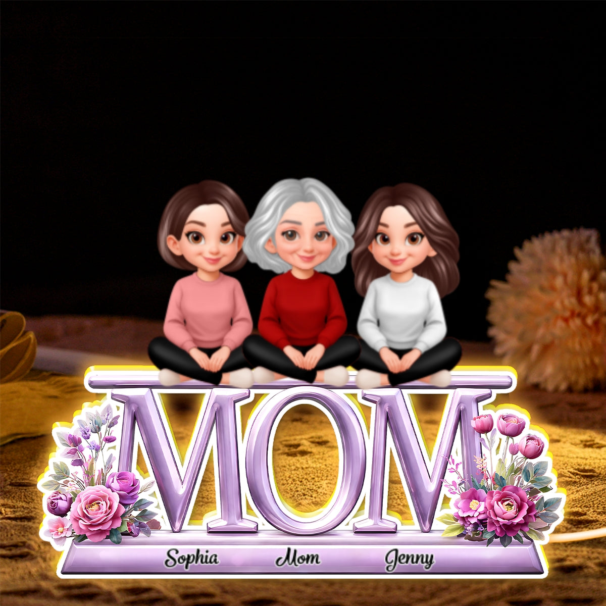 Lovely Mom And Kids - Personalized Light Box - Heartfelt Gift For Mom, Grandma