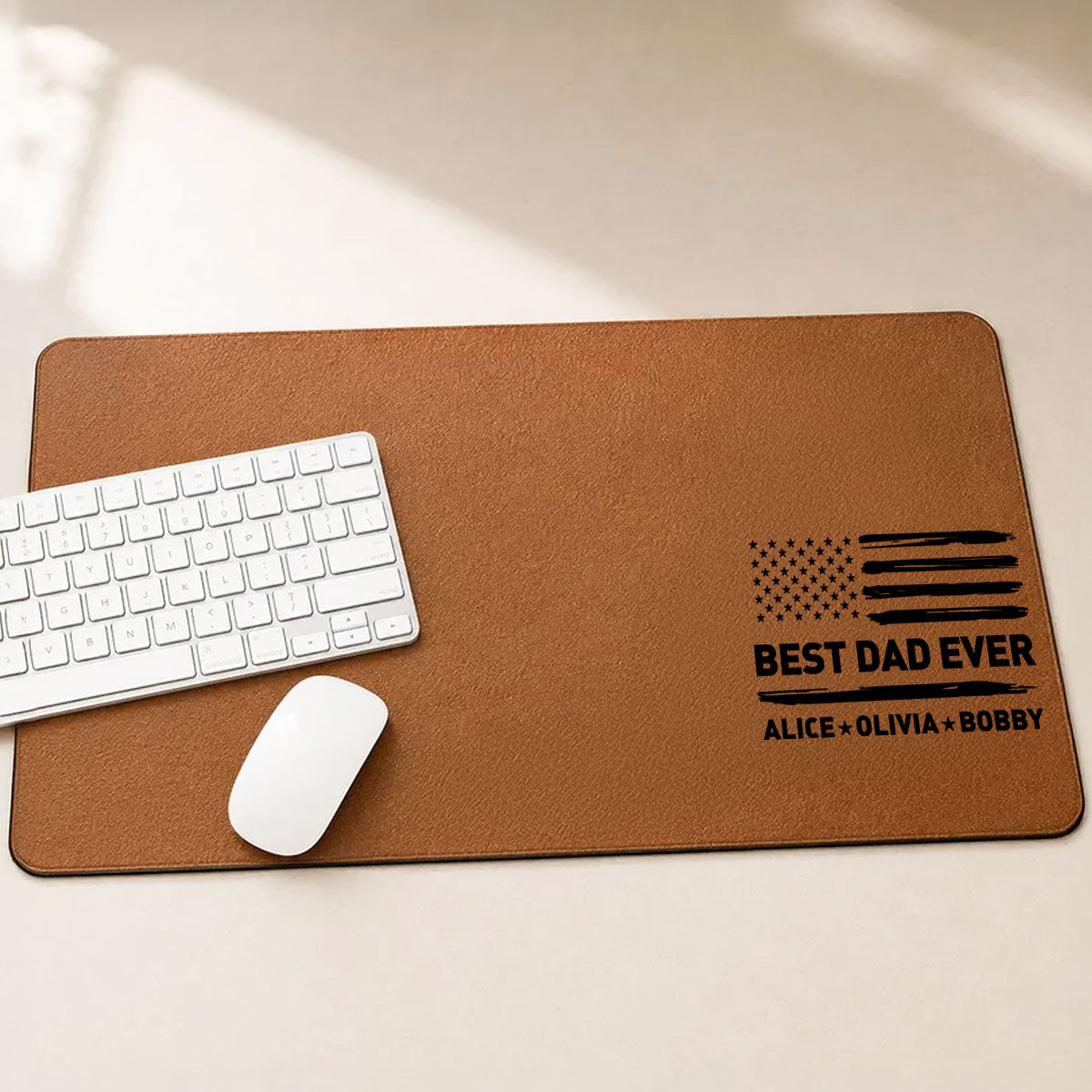Best Dad Ever Nation Flag - Personalized Desk Mat - Father's Day Gift For Dad, Husband