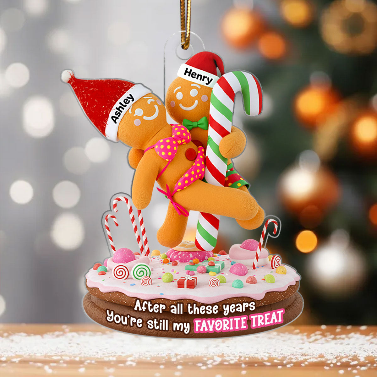 Gingerbread Funny Old Couple - Personalized Acrylic Ornament - Christmas Gift for him, Gift for her