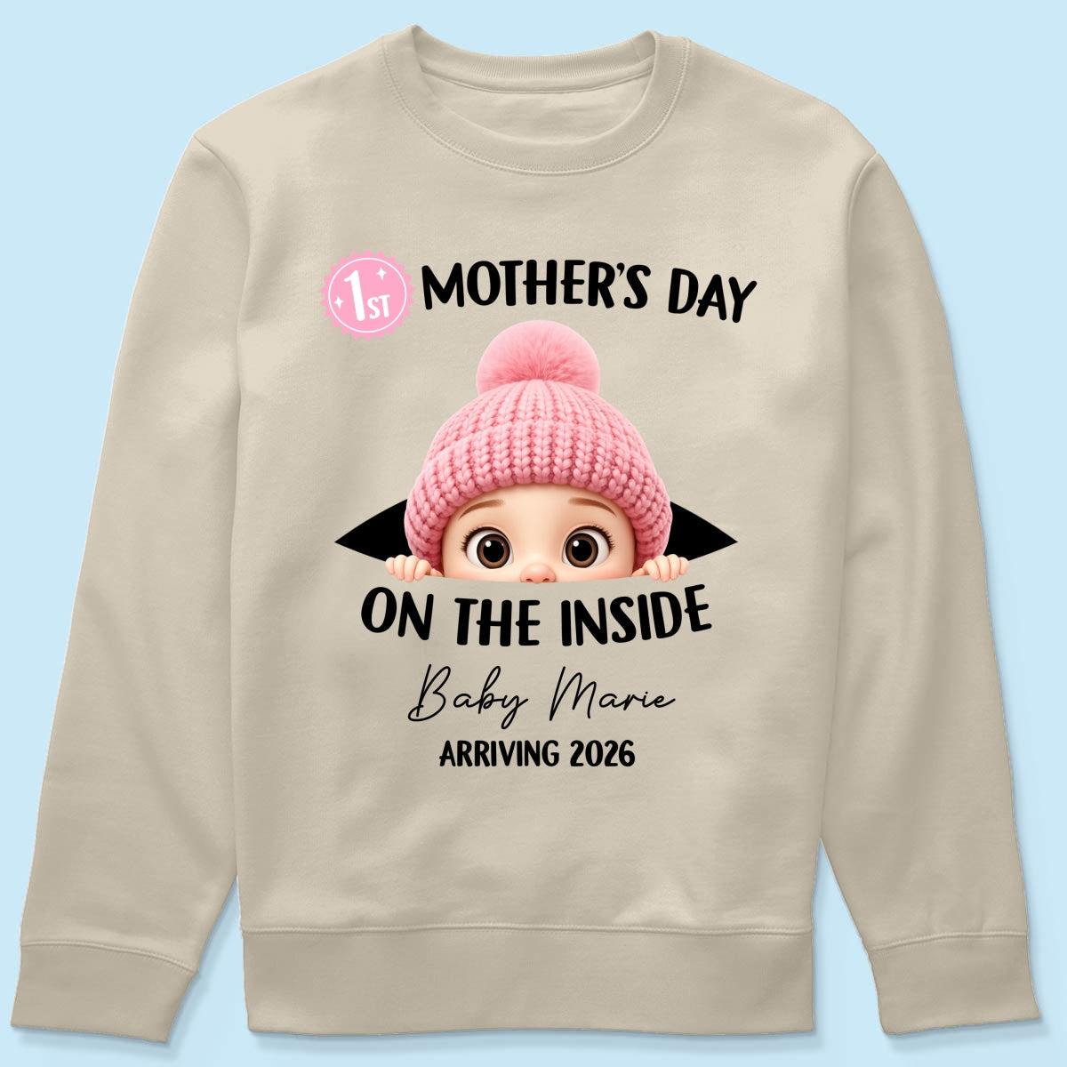 First Mother's Day on the Inside - Personalized Shirt - Baby Arriving Gift, Custom Pregnancy Announcement Tee