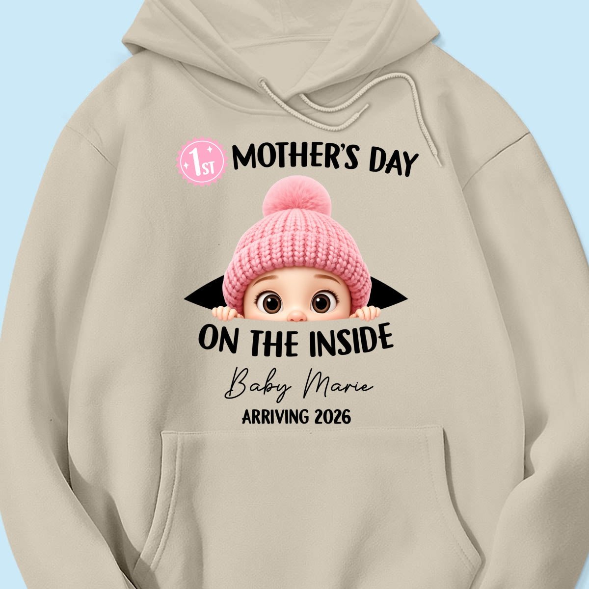 First Mother's Day on the Inside - Personalized Shirt - Baby Arriving Gift, Custom Pregnancy Announcement Tee