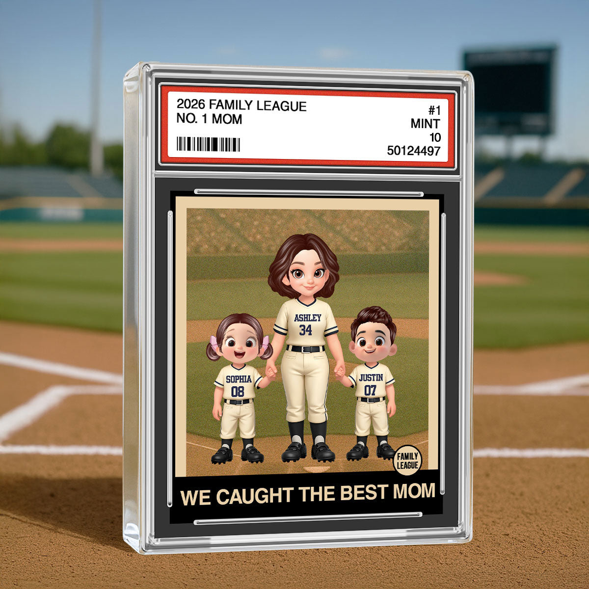 I Caught the Best Mom Baseball Mom Trading Card - Personalized Acrylic Block Plaque - Heartfelt Gift for Mom, Wife
