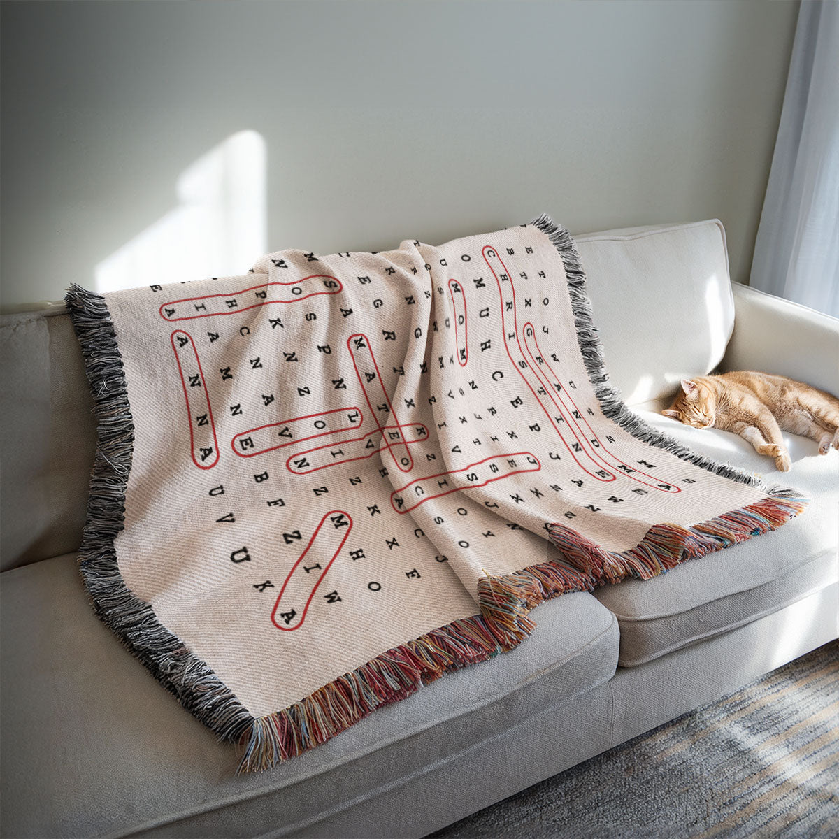 Family Name Word Search - Personalized Woven Blanket - Mother's Day Gift For Grandma, Family Gift
