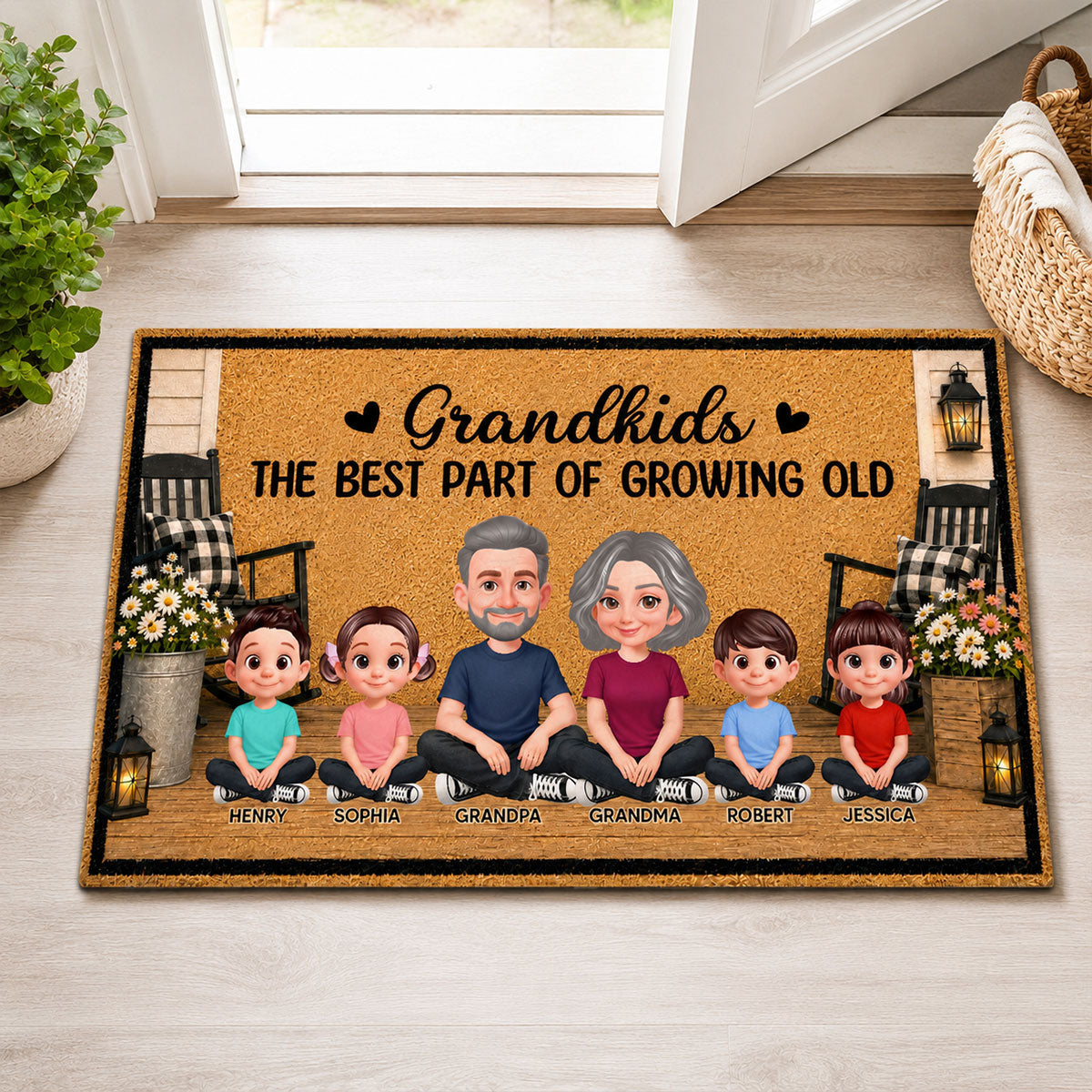 Grandpa Grandma House Porch Grandkids Best Part Of Growing Old - Personalized Doormat - Gift For Grandparents, Spring Summer Decoration