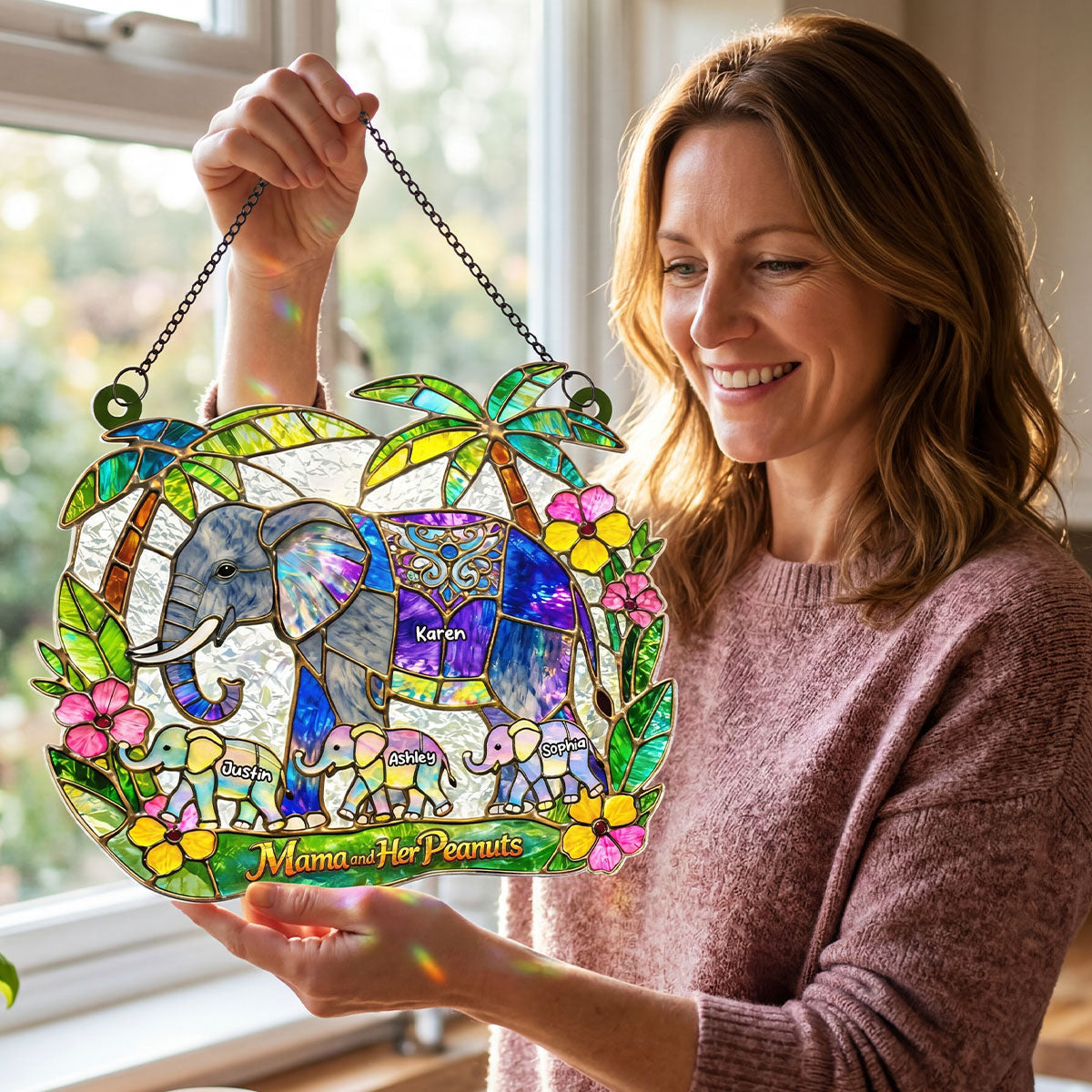 Mama and Her Peanuts - Personalized Suncatcher - Mother's Day Gift for Mom, Wife