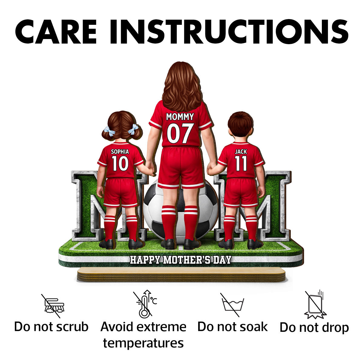 Soccer Mom And Kids Together - Personalized 2-Layered Wooden Plaque - Mother's Day Gift For Soccer Mom, Gift For Wife