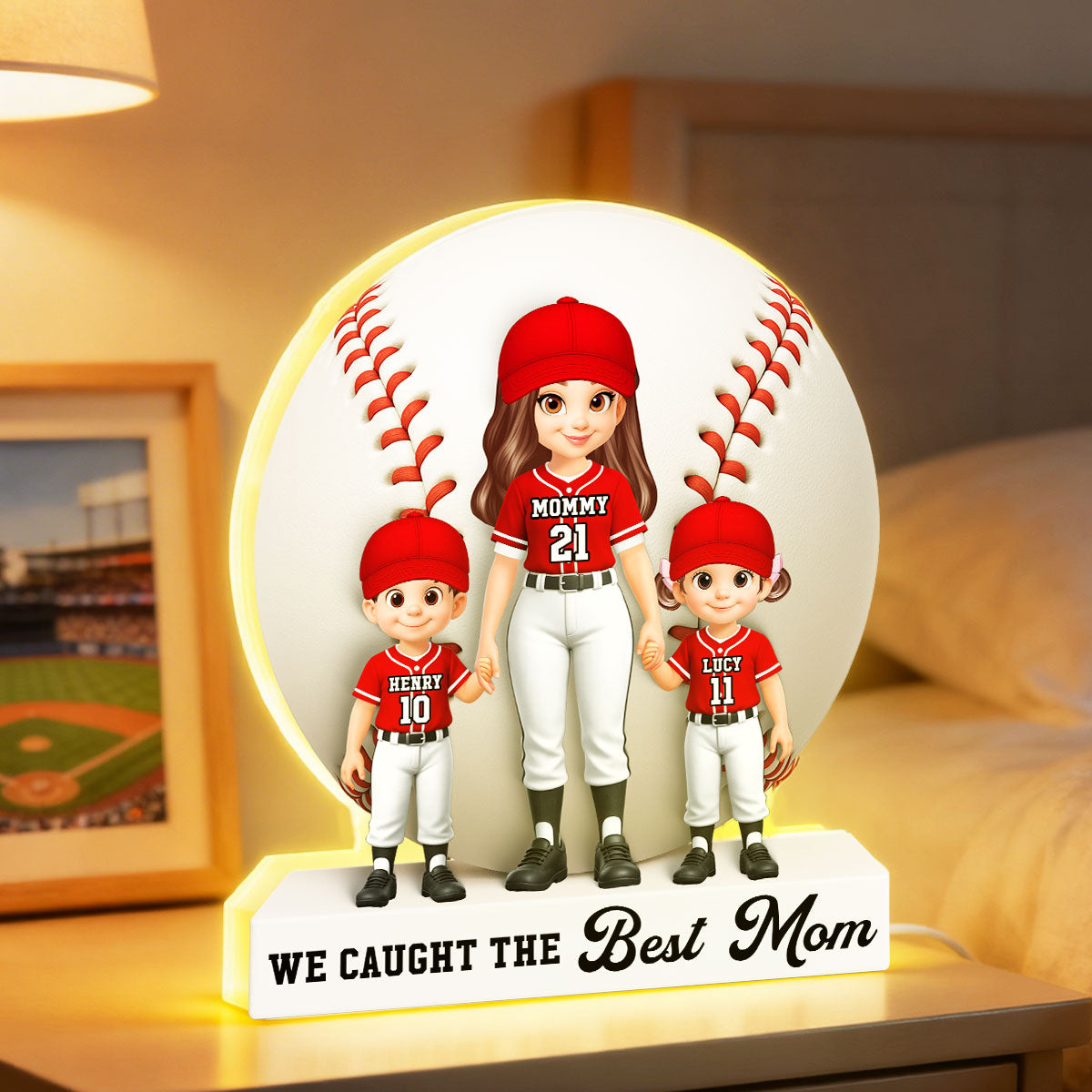 Baseball Softball We Caught The Best Mom - Personalized Light Box - Mother's Day Gift For Baseball Mom, Softball Mom