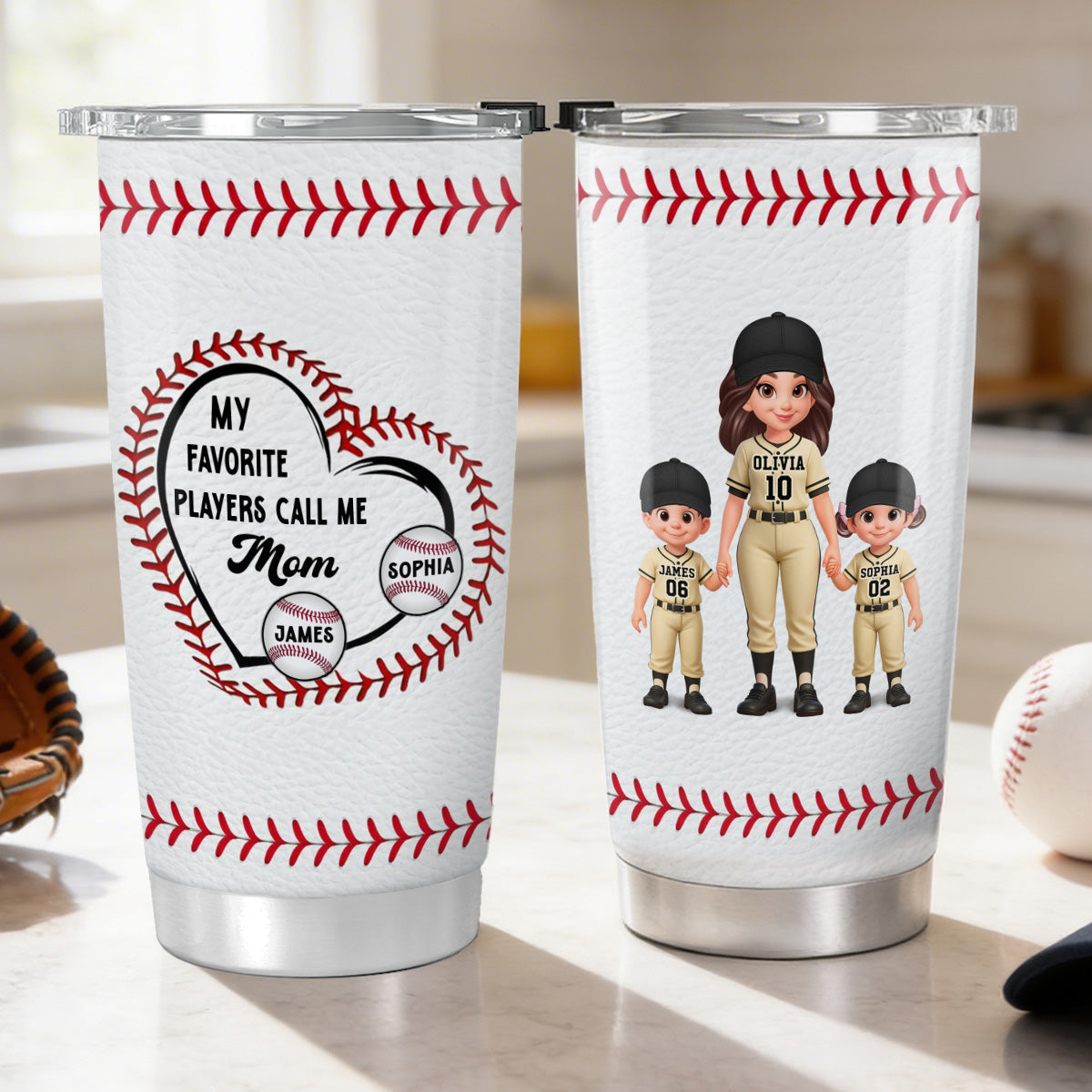 My Favorite Baseball Player Calls Me Mom - Personalized Tumbler - Mother's Day Gift For Baseball Mom