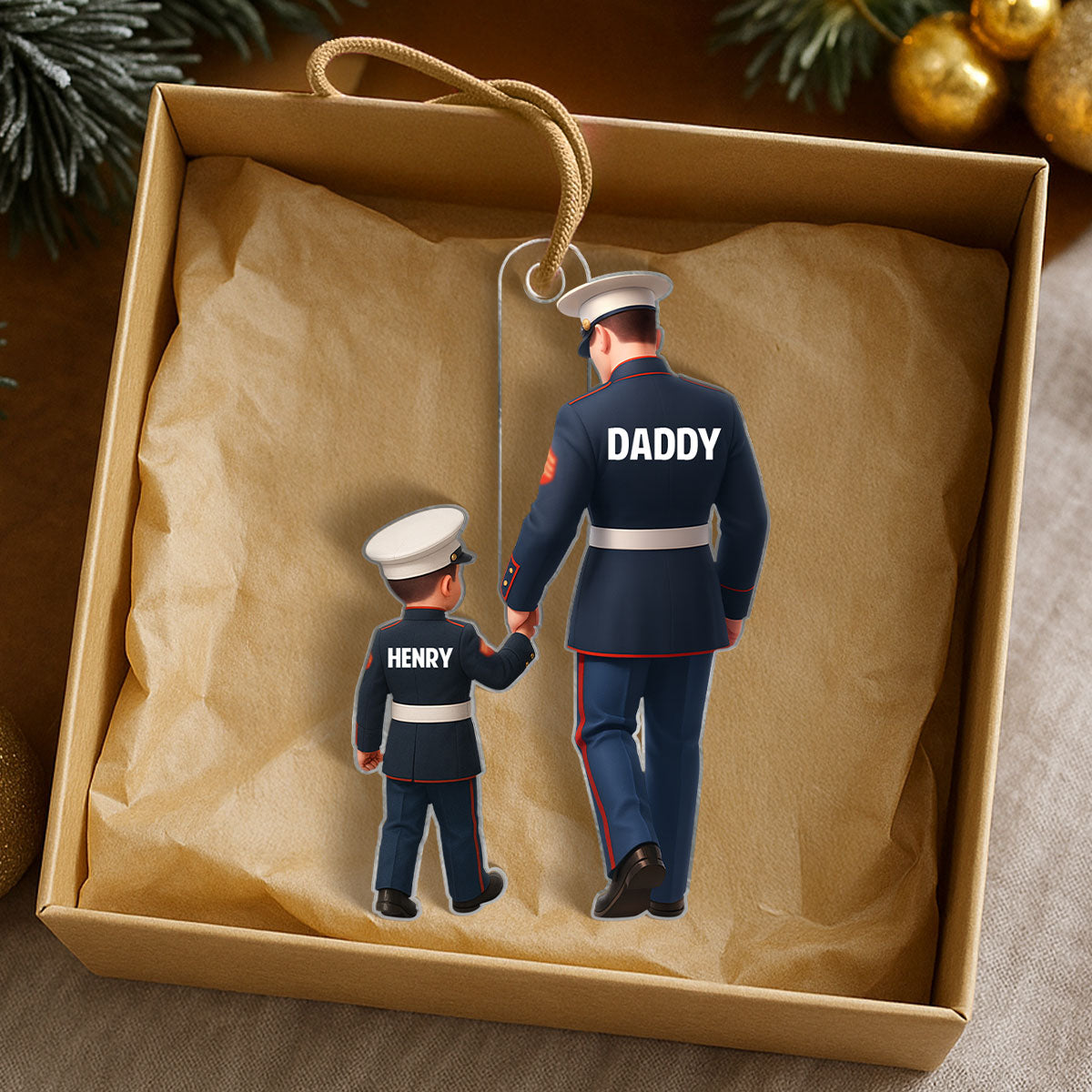 Marine Dad - Personalized Acrylic Orrnament - Perfect Christmas Gift for Marine Dad, for Husband