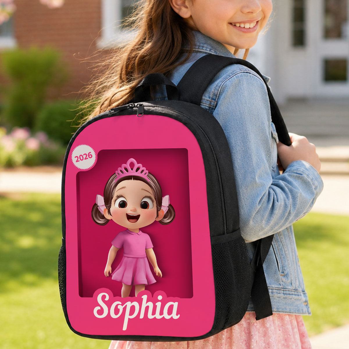 Cute Pink Girl - Personalized Backpack - Back To School Gift For Kids, Daughters, Granddaughters