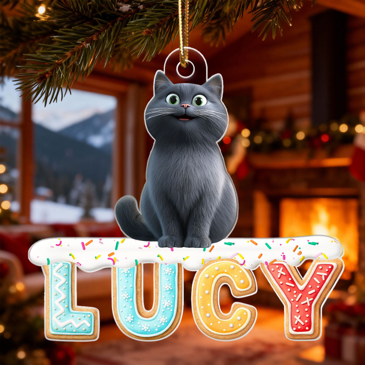 Custom Cartoon Dog Cat Pet Name Cookies Alphabet - Personalized Acrylic Ornament - Christmas Gift for Pet Lovers