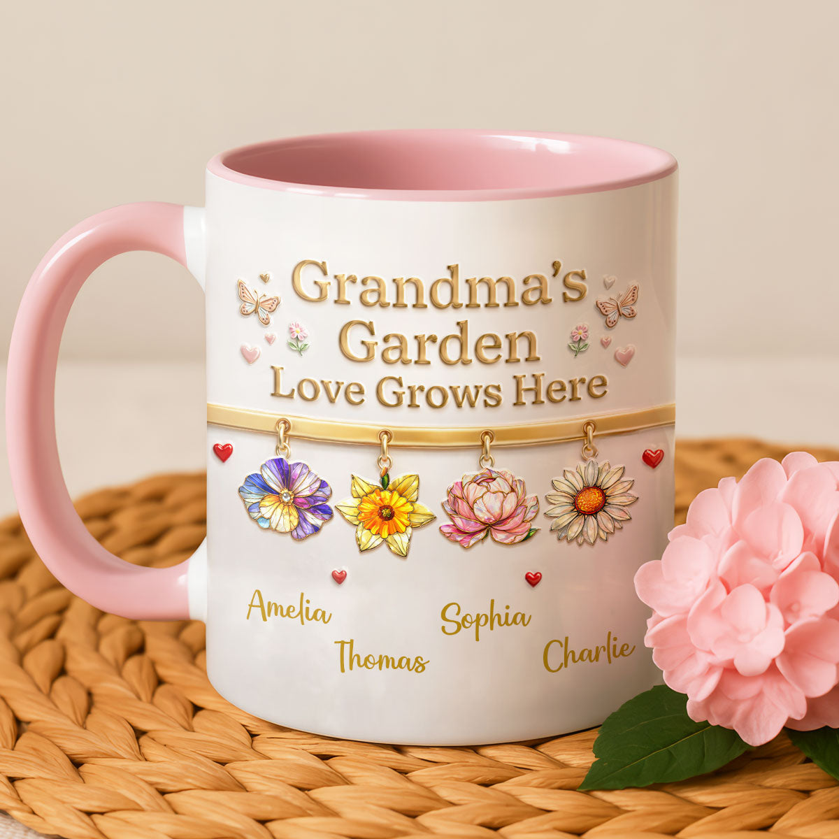 Grandma's Garden Love Grows Here, Custom Birth Flower - Personalized Mug - Mother's Day Gift for Grandma, Mom