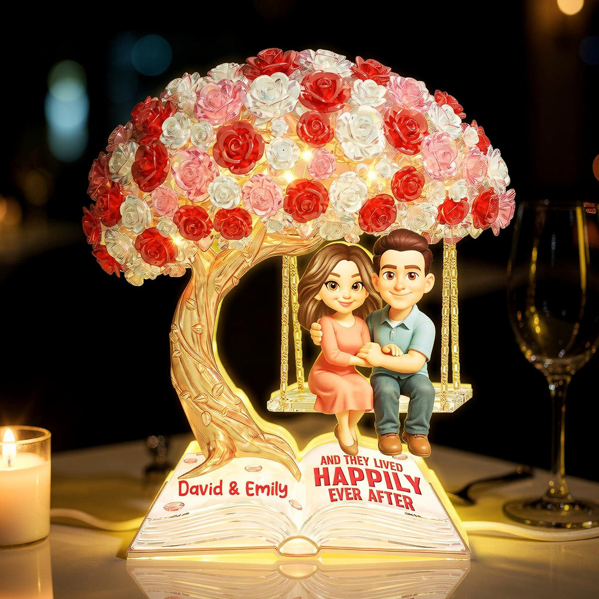 And They Lived Happily Ever After - Personalized Light Box - Valentine's Gift For Him, For Her