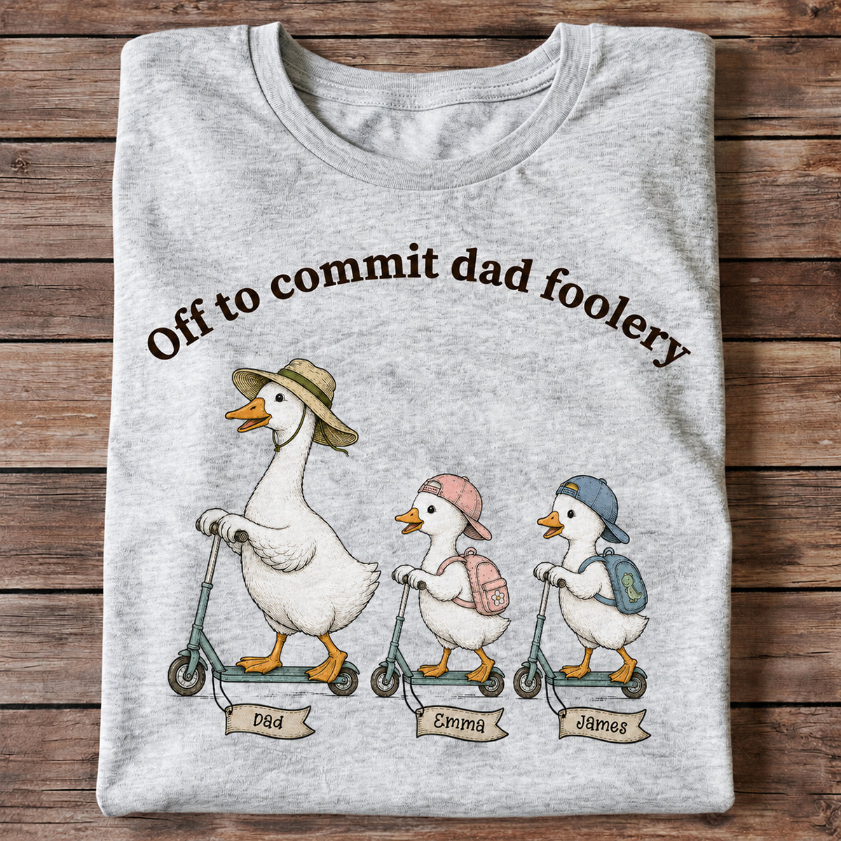 Off To Commit Dad Foolery Silly Goose Dad & Kids - Personalized Shirt - Funny Father's Day Shirt For Husband