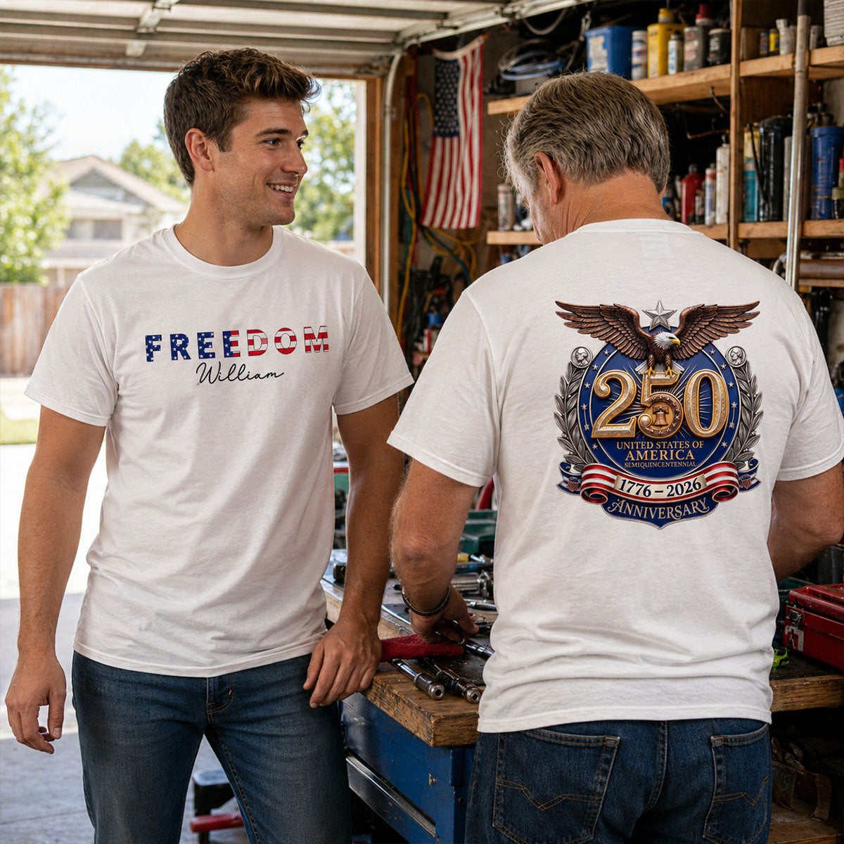 Patriotic Freedom Custom Name - Personalized Shirt - United States 250th Anniversary USA Patriotic
