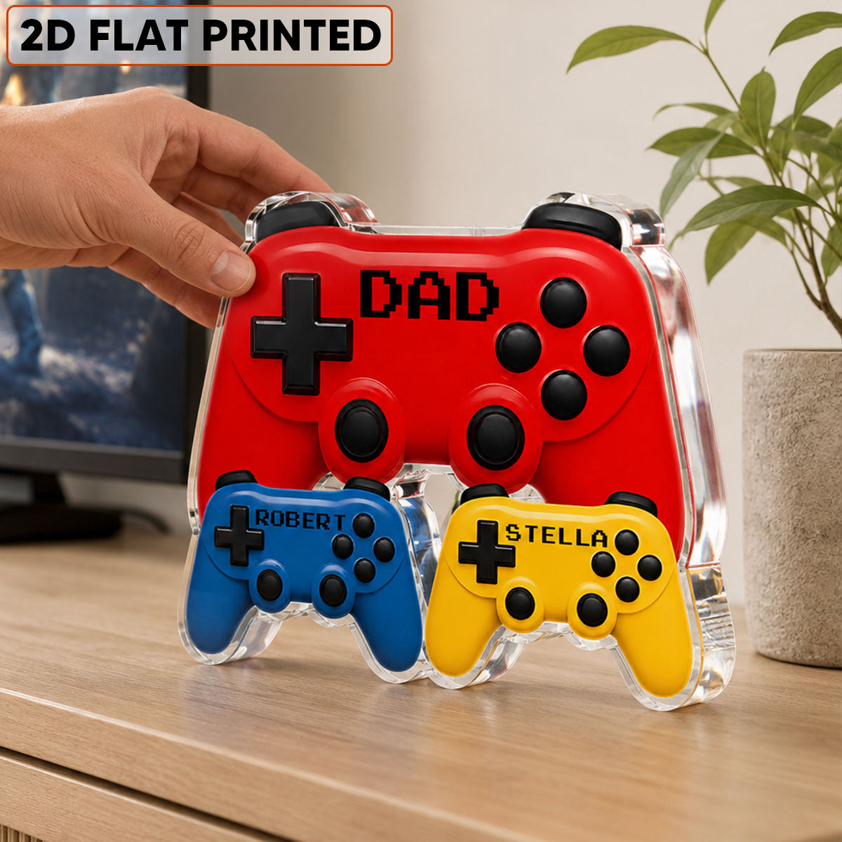 Gamer Dad Controllers - Personalized Acrylic Block Plaque -  Gift For Dad, Husband, Gamers