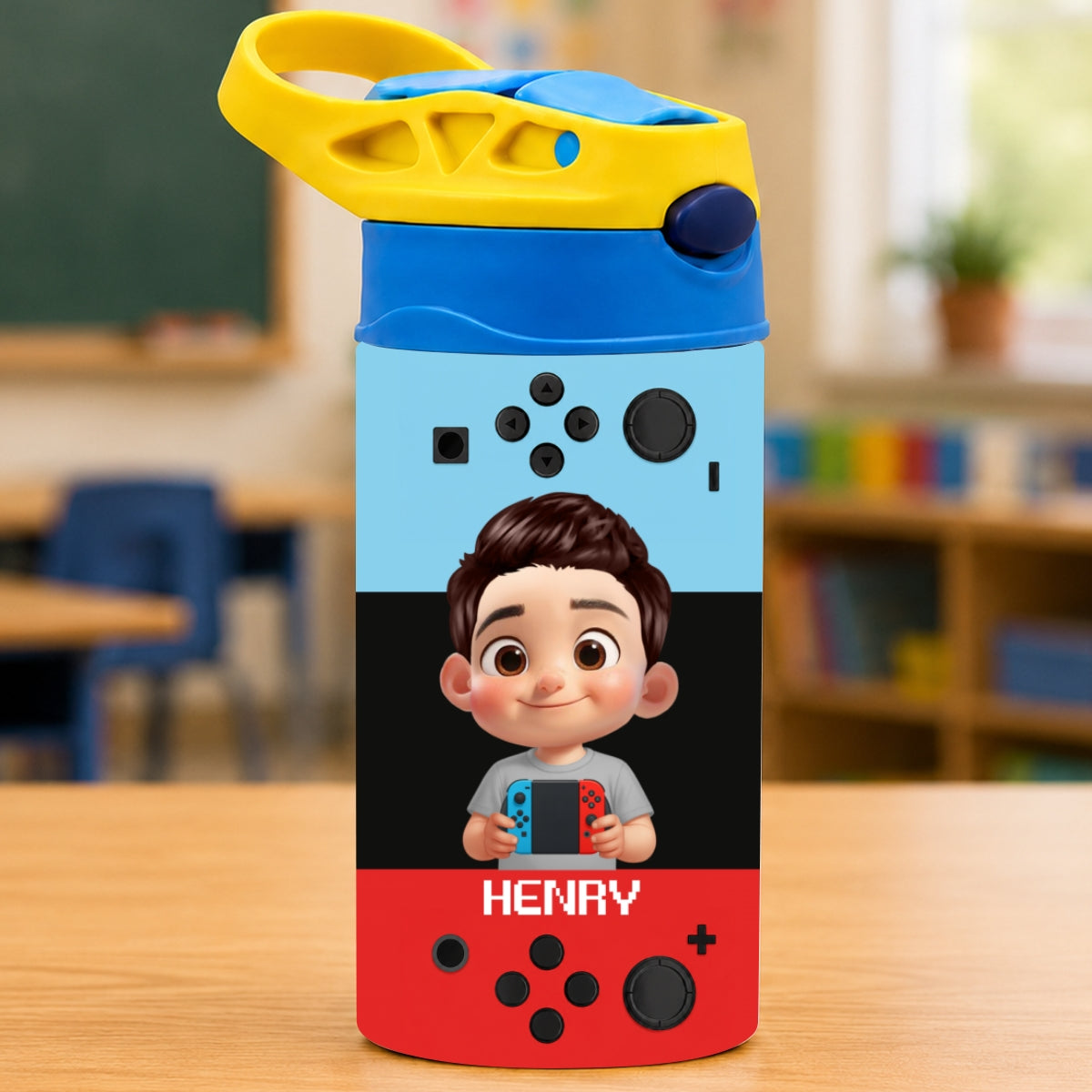 Happy Gamer - Personalized Kid Insulated Water Bottle - Back To School Gift For Kid, Girl, Boy