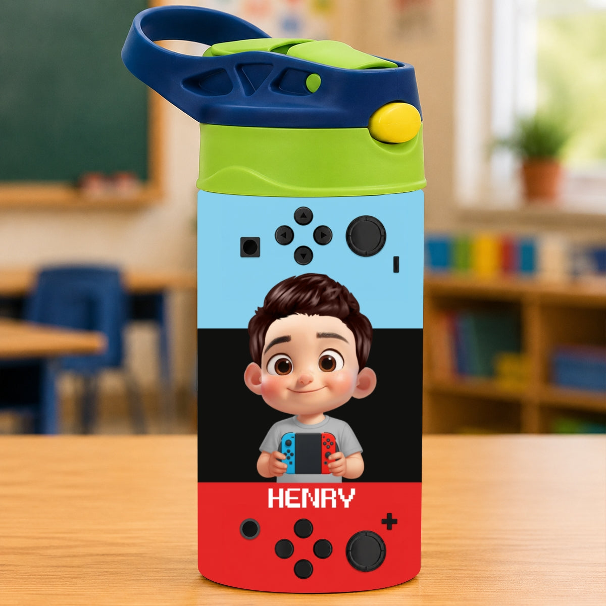 Happy Gamer - Personalized Kid Insulated Water Bottle - Back To School Gift For Kid, Girl, Boy