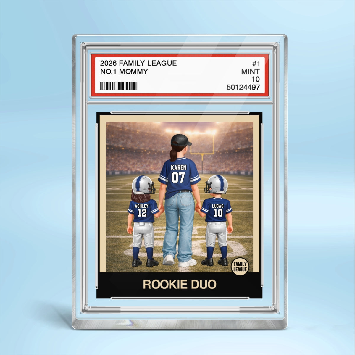 Rookie Duo Football Mom Trading Card - Personalized Acrylic Block Plaque - Mother's Day Gift, Gift For Football Mom