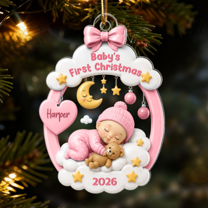 Baby’s First Christmas Sleeping Baby 2D Flat – Personalized Acrylic Ornament - Christmas Keepsake