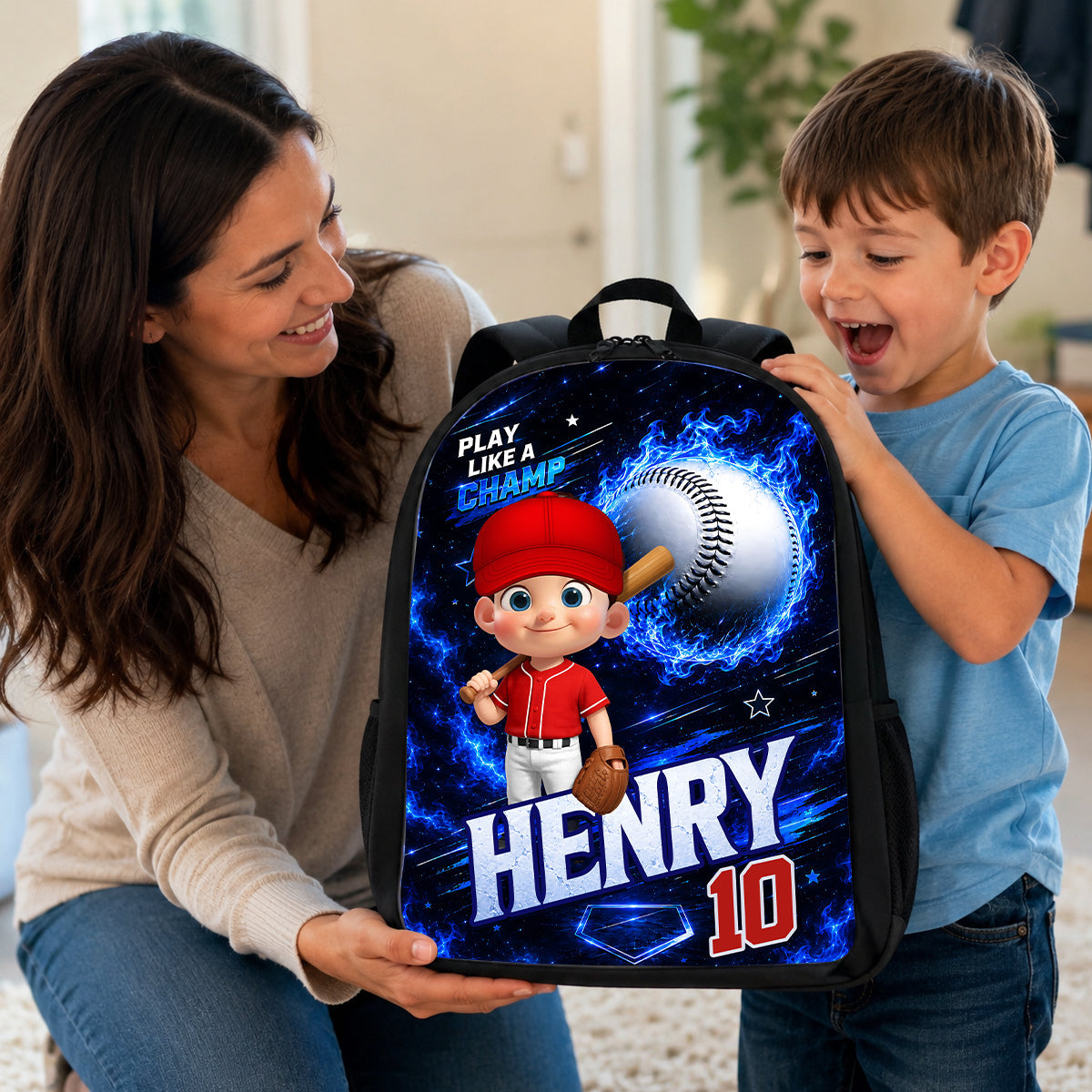 Baseball Trendy Design Backpack for Boys Girls - Personalized Backpack - Back to School Gift for Daughter, Son