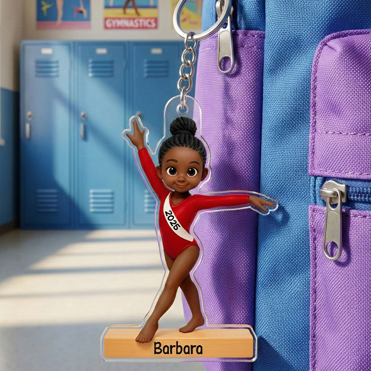 Gymnastic Girl 3D Effect - Personalized Acrylic Keychain - Custom Keyrings, Name Tags