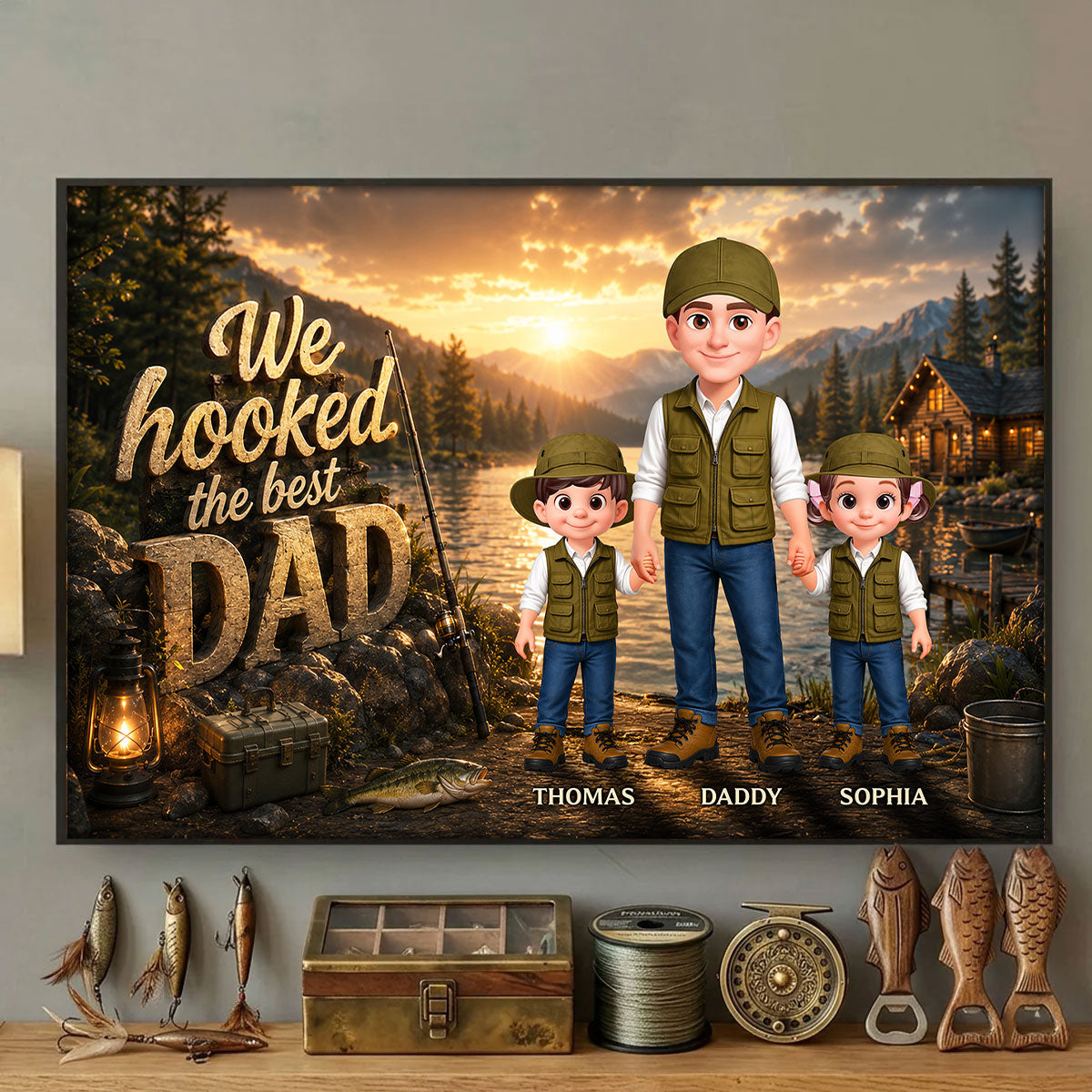 The Best Catch Dad Fishing - Personalized Poster - Father's Day Gift For Dad, Husband