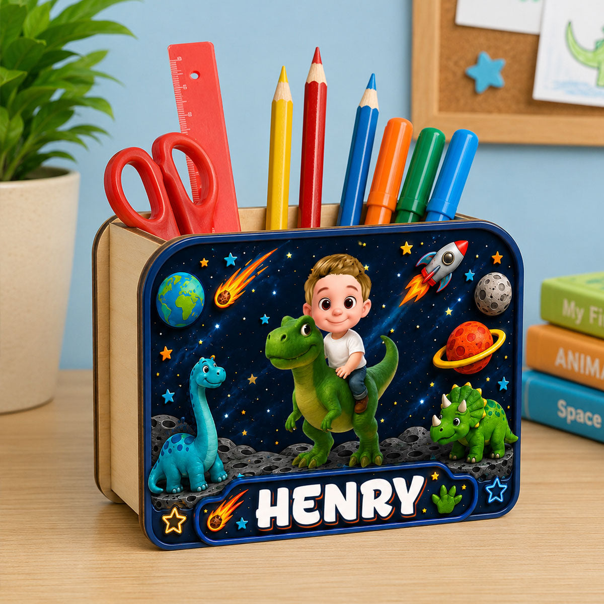Trending Dinosaur Kid - Personalized Pencil Holder - Back To School Gift For Kid, Girl, Boy