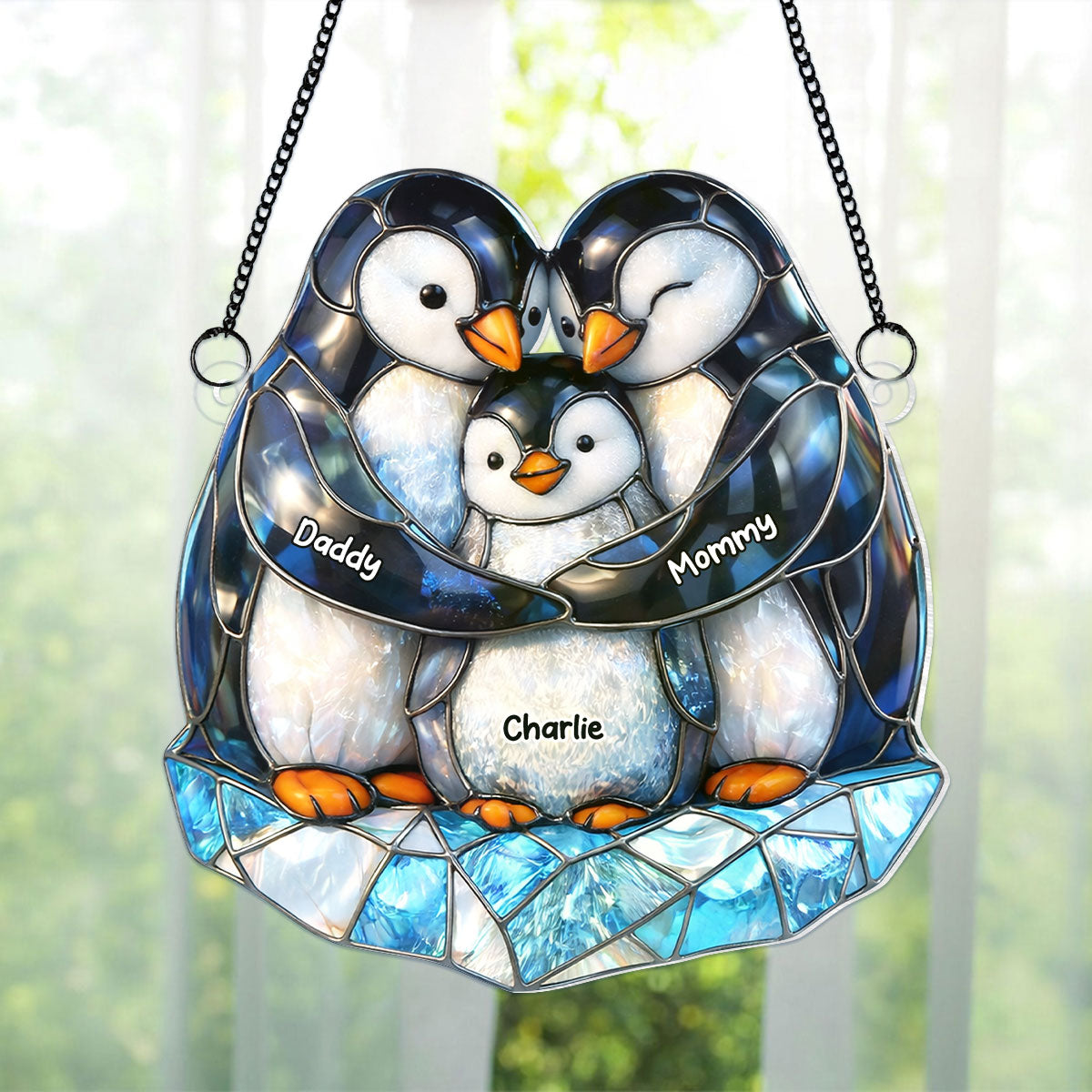 Penguin Family - Personalized Acrylic Suncatcher - Heartfelt Mother's Day Gift for Mom