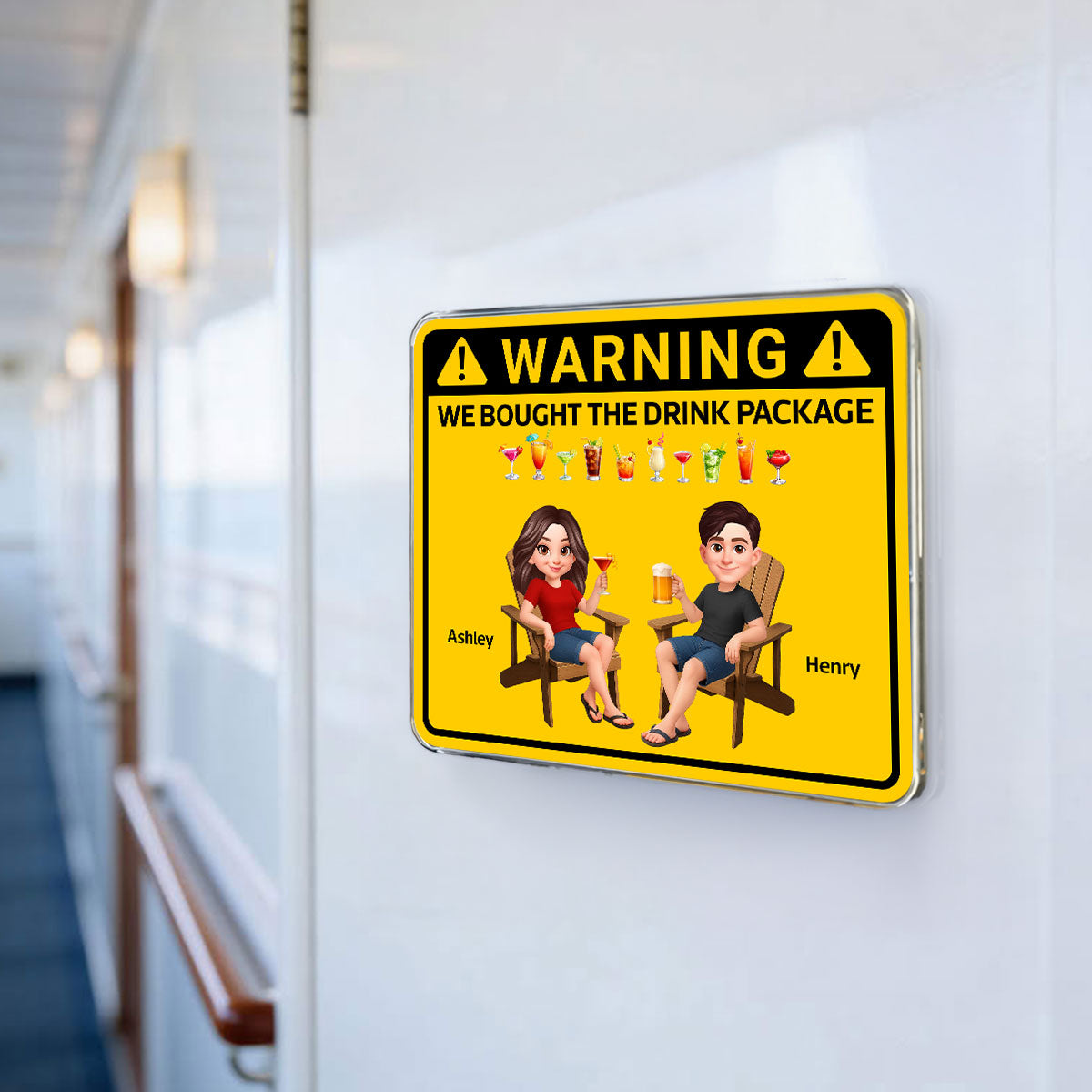 Couple Warning Caution We Bought The Drink Package - Personalized Cruise Ship Door Magnet - Funny Cruise Decorations Magnet, Summer Drink Package Cruise Magnet