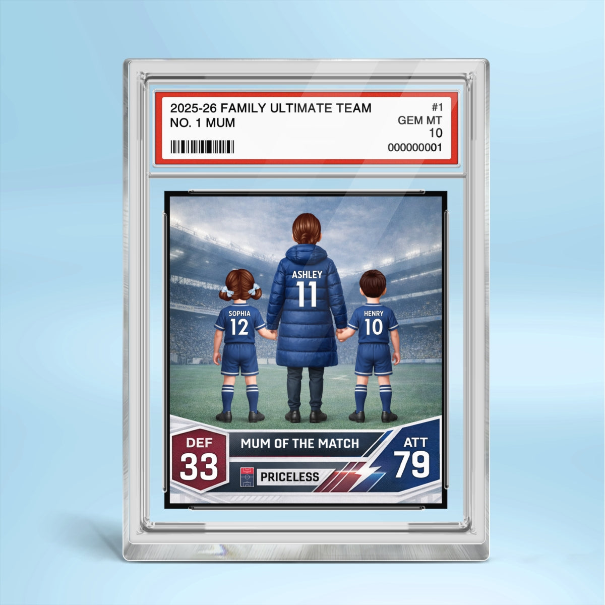 Football Mum Trading Card Style - Personalised Acrylic Block Plaque - Gift For Football Mum