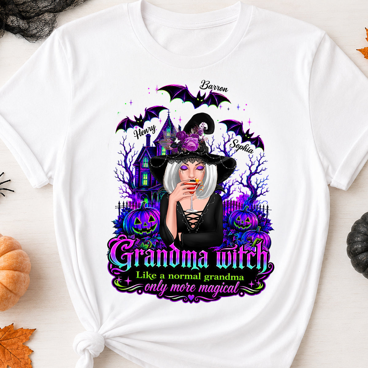 Grandma Witch More Magical - Personalized Shirt - Halloween Spooky Scene, Gift for Grandma