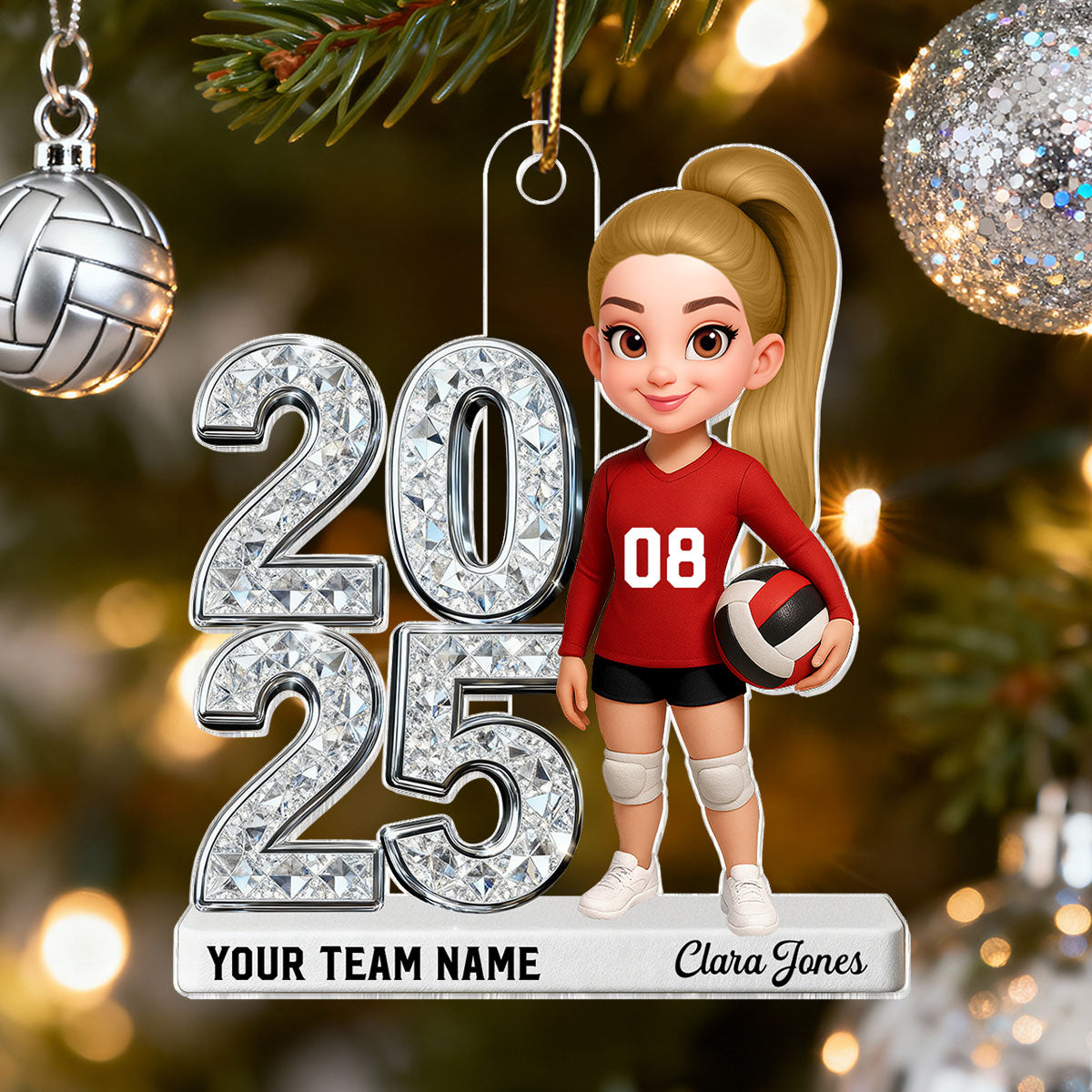 3D Shiny Effect Sport Player With Year - Personalized Acrylic Ornament - Gift For Daughter, Granddaughter, Son, Grandson