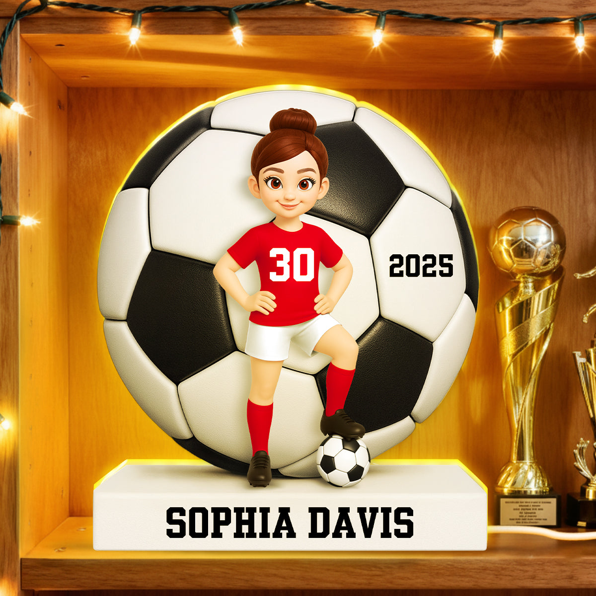 Soccer Boy Girl 3D Effect - Personalized Light Box - Christmas Gift for Teen Boy Girl Daughter Son