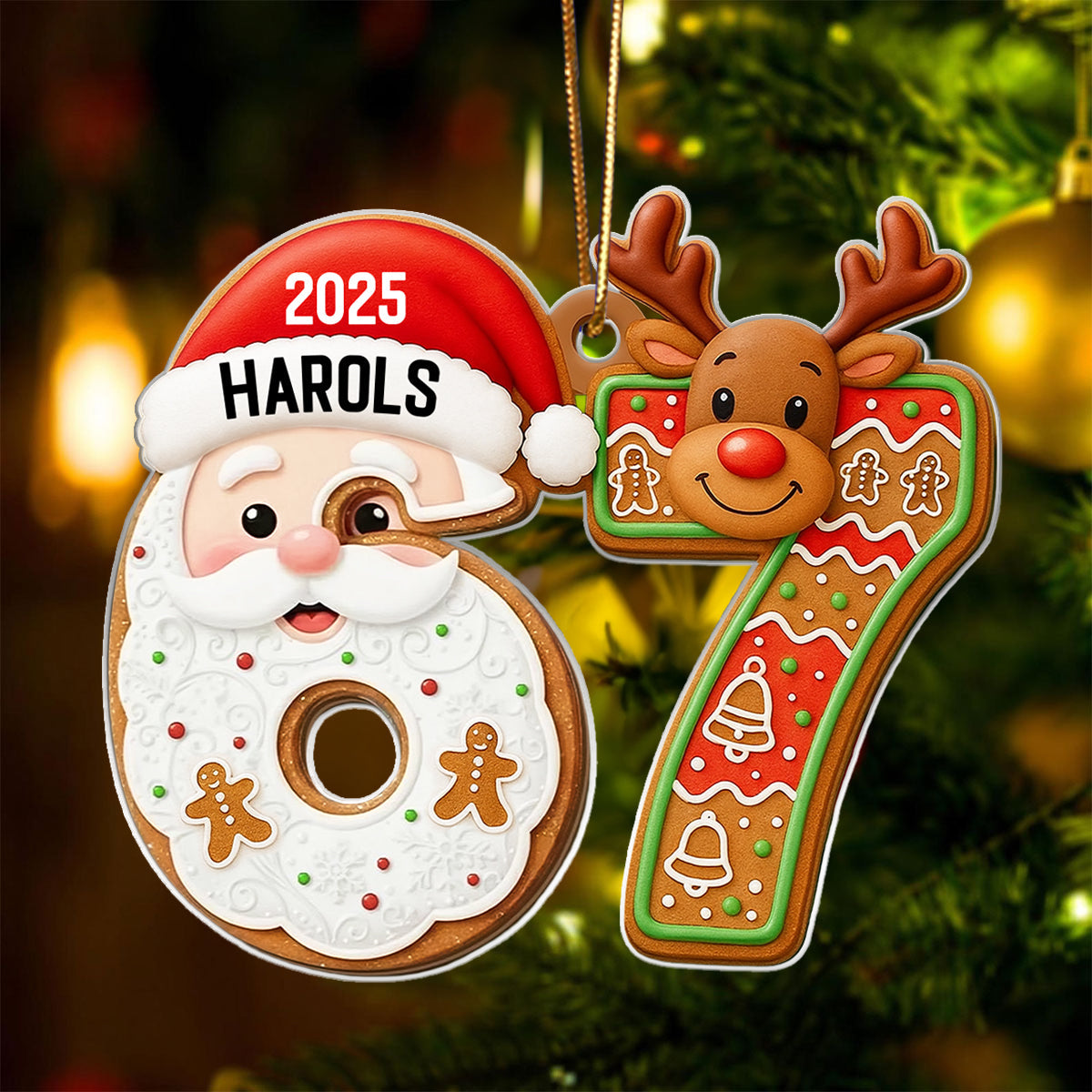 Custom Six Seven Santa Christmas - Personalized Acrylic Ornament - Funny Teen Slang Ornament, Gen Z Teenager Tween Ornament, Christmas Gifts