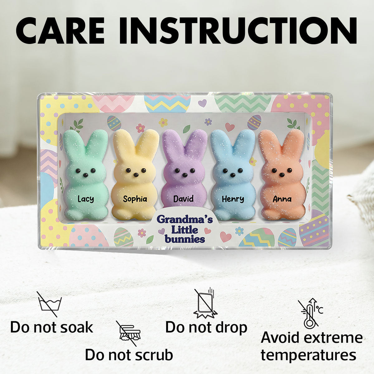 Easter Grandma Little Bunnies - Personalized Acrylic Block Plaque - Easter Decor Gift For Grandma