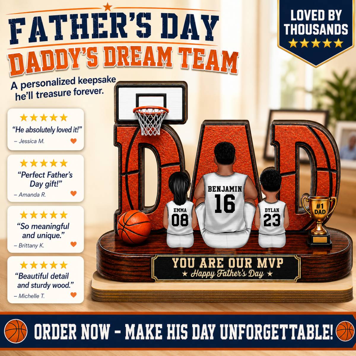 [UP TO 39% OFF] Basketball Dad Legend Daddy's Dream Team - Personalized 2-Layered Wooden Plaque - Unique  Gift For Dad, Husband, Basketball Fans