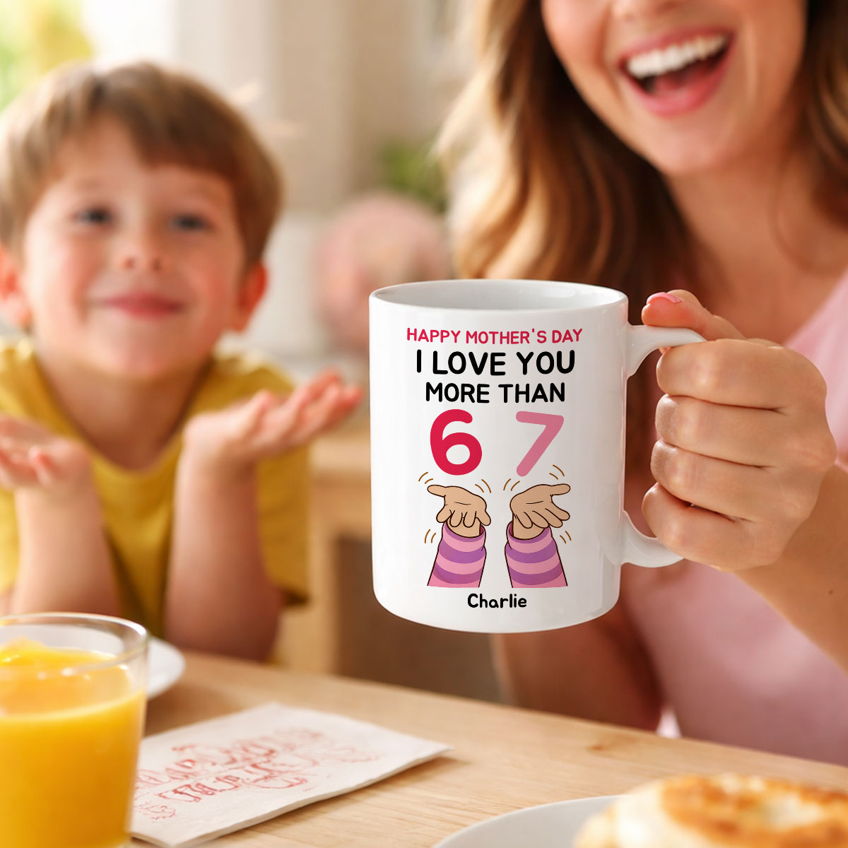 I Love You More Than 6 7 - Personalized Mug - Mother's Day Gift for Mom, Wife