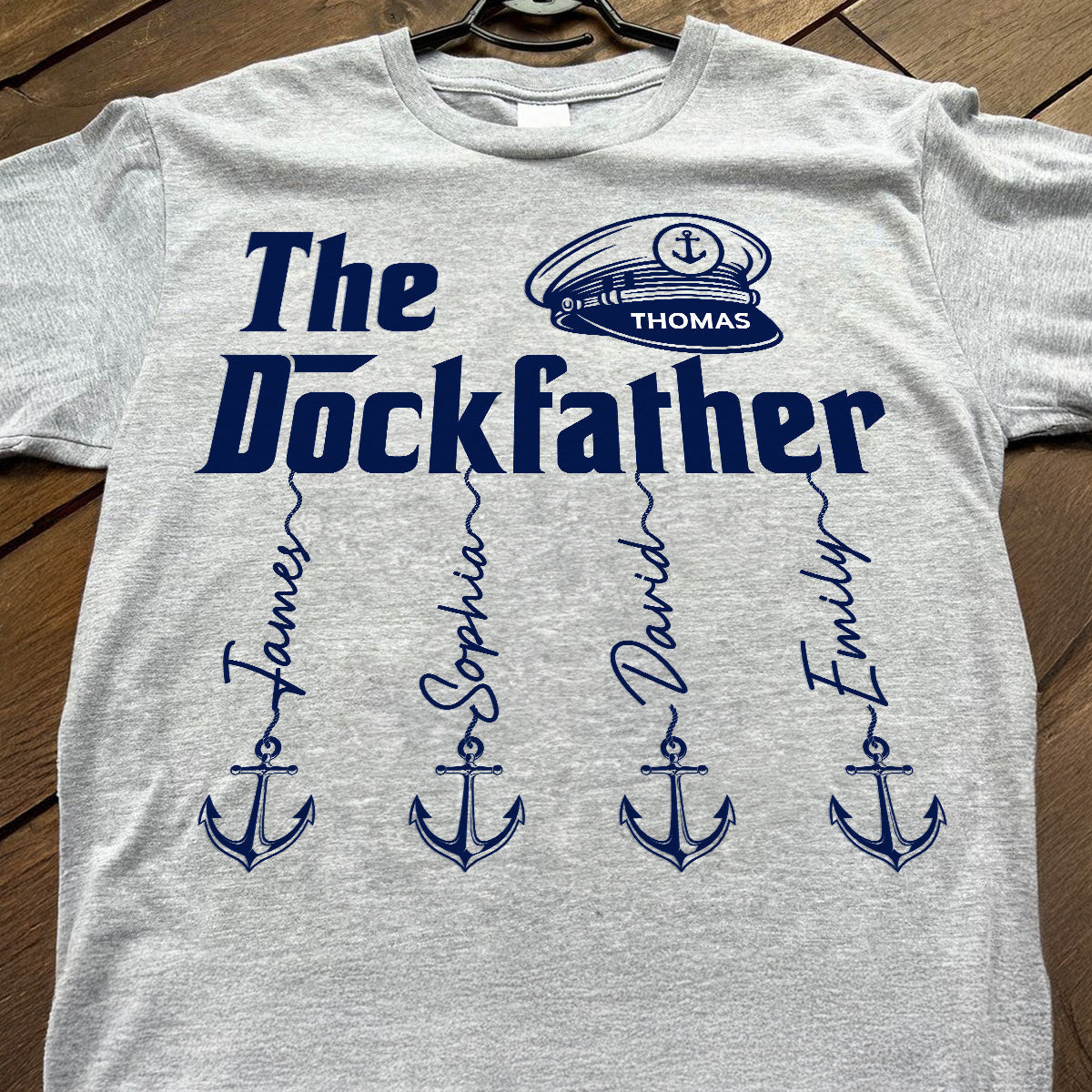 The Dockfather Boat Captain Custom Kids Names - Personalized Shirt - Lake Life Father's Day Gift For Husband, Dad