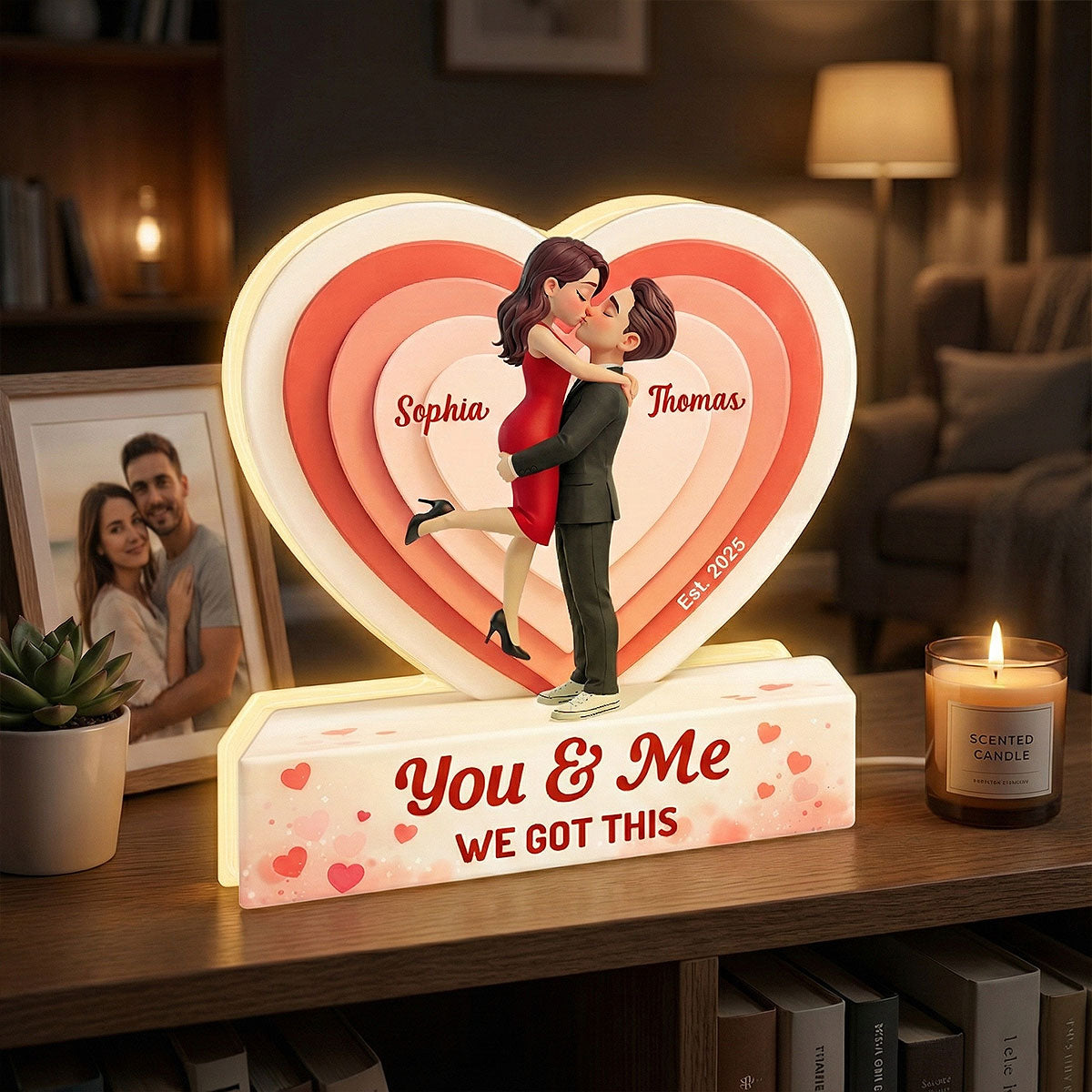 Eternal Love Romantic Couple Hugging Kissing - Personalized Light Box - Heartfelt Valentine's Day Gift, Anniversary Gift For Couple, For Him, For Her