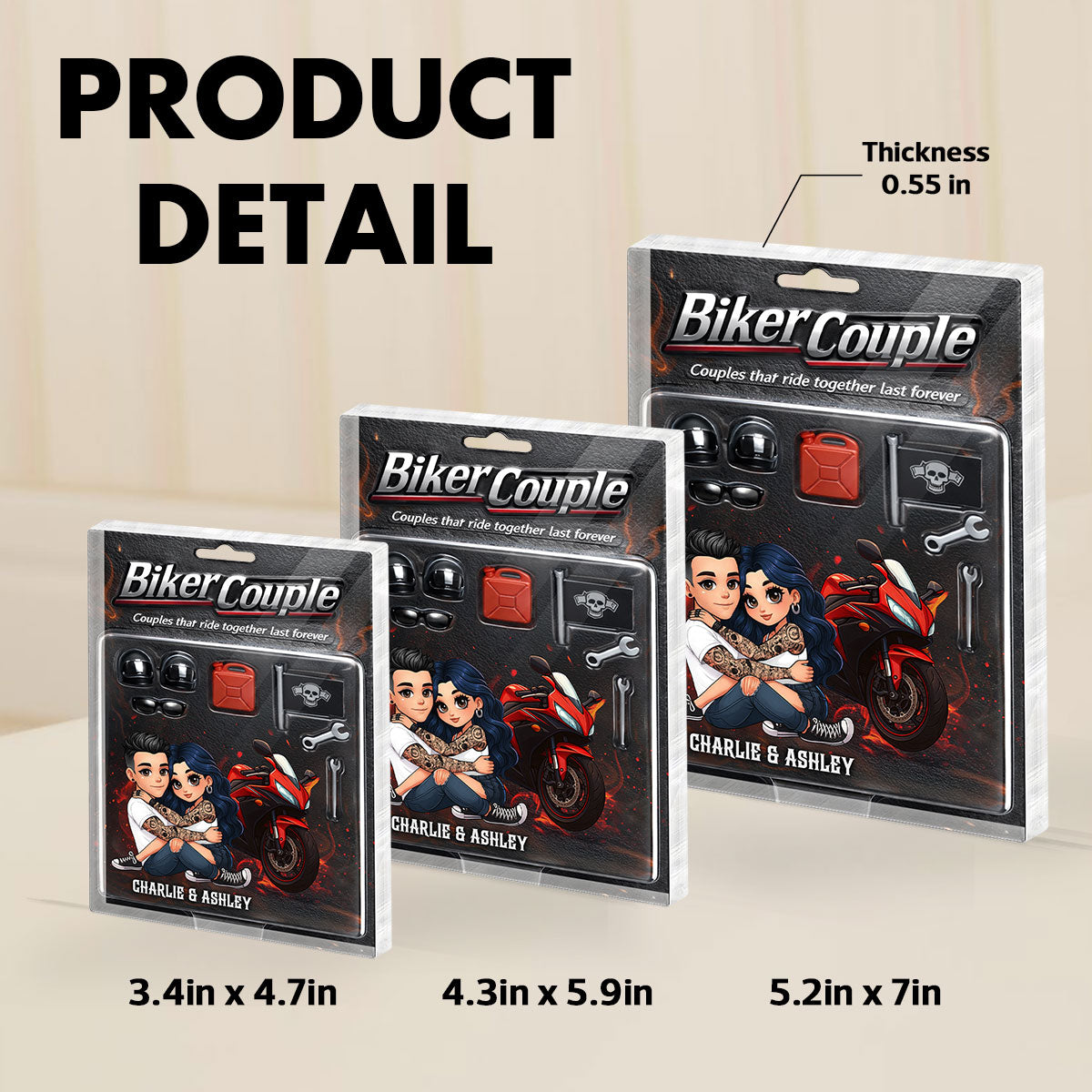 Couples That Ride Together Last Forever, Custom Action Figure Biker Couple - Personalized Acrylic Block Plaque