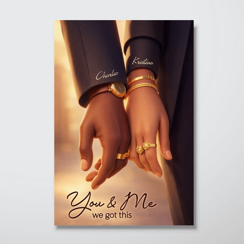 Couple Romantic Hands Close Up - Personalized Poster - Anniversary, Valentine's Day Gift, Gift For Him, Gift For Her