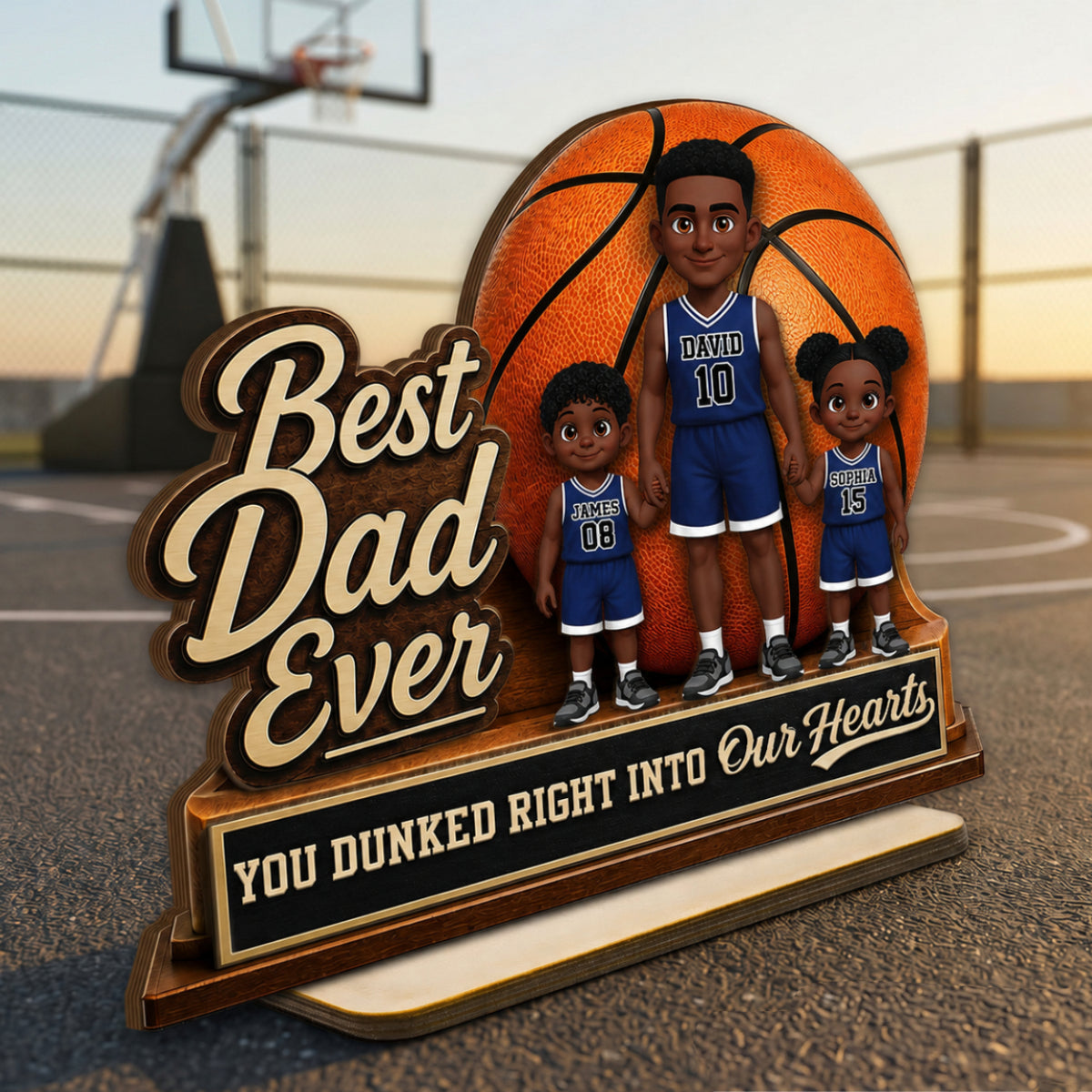 You Dunked Right Into Our Heart - Personalized 2-Layered Wooden Plaque -  Gift For Basketball Dad