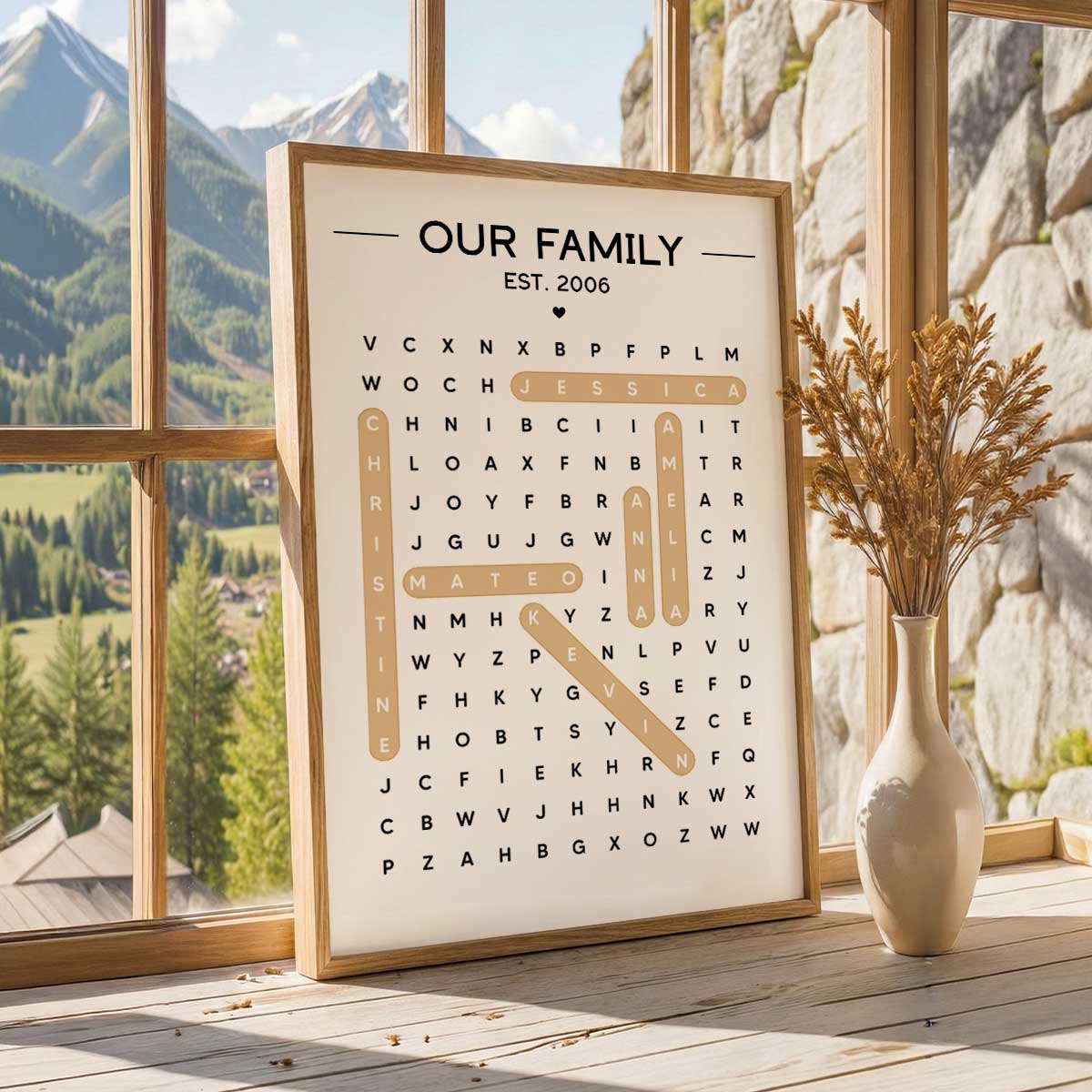 Our Family Word Search Puzzle Created In A Moment, Treasured Forever - Personalized Poster